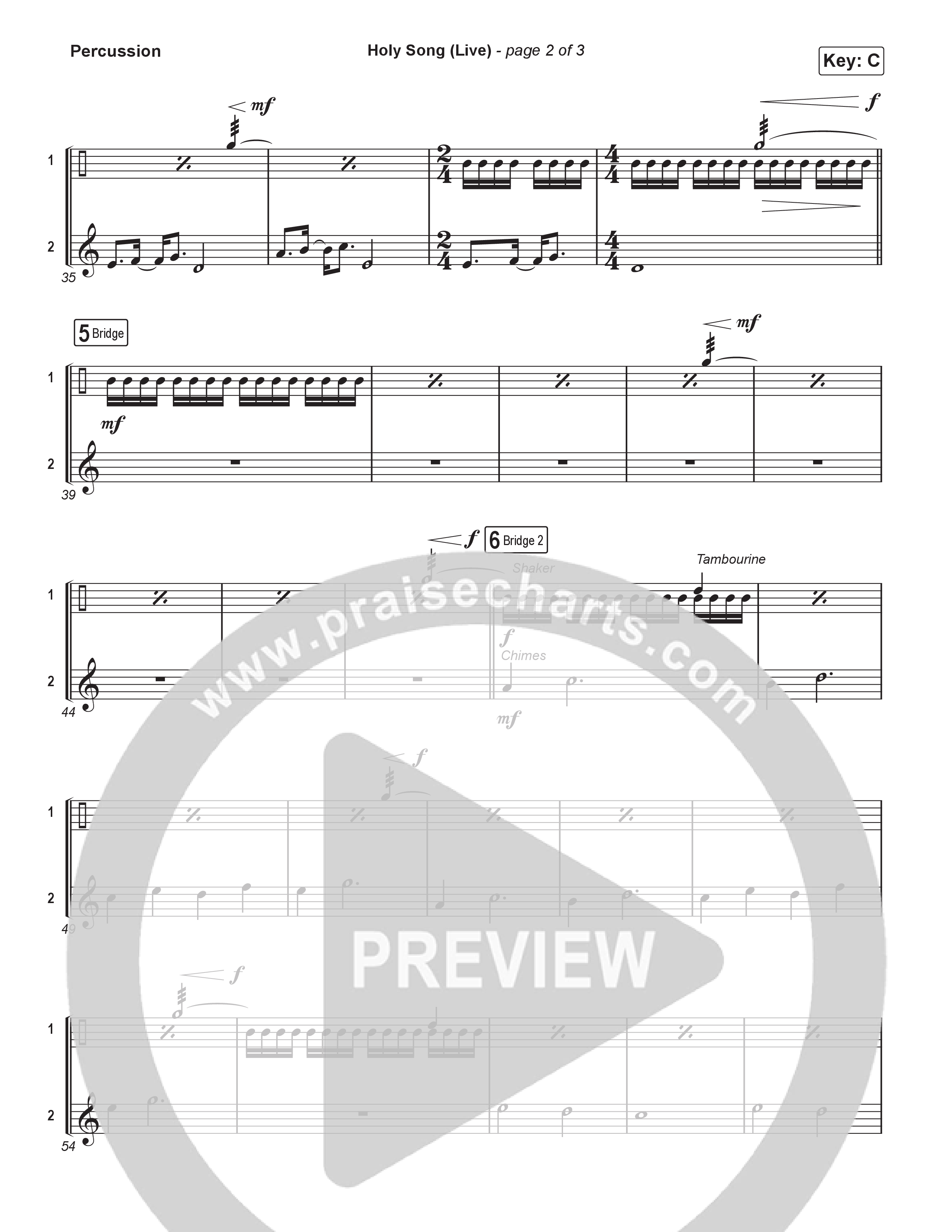 Holy Song (Choral Anthem SATB) Percussion (Bethel Music / Brooke Ligertwood / Arr. Luke Gambill)