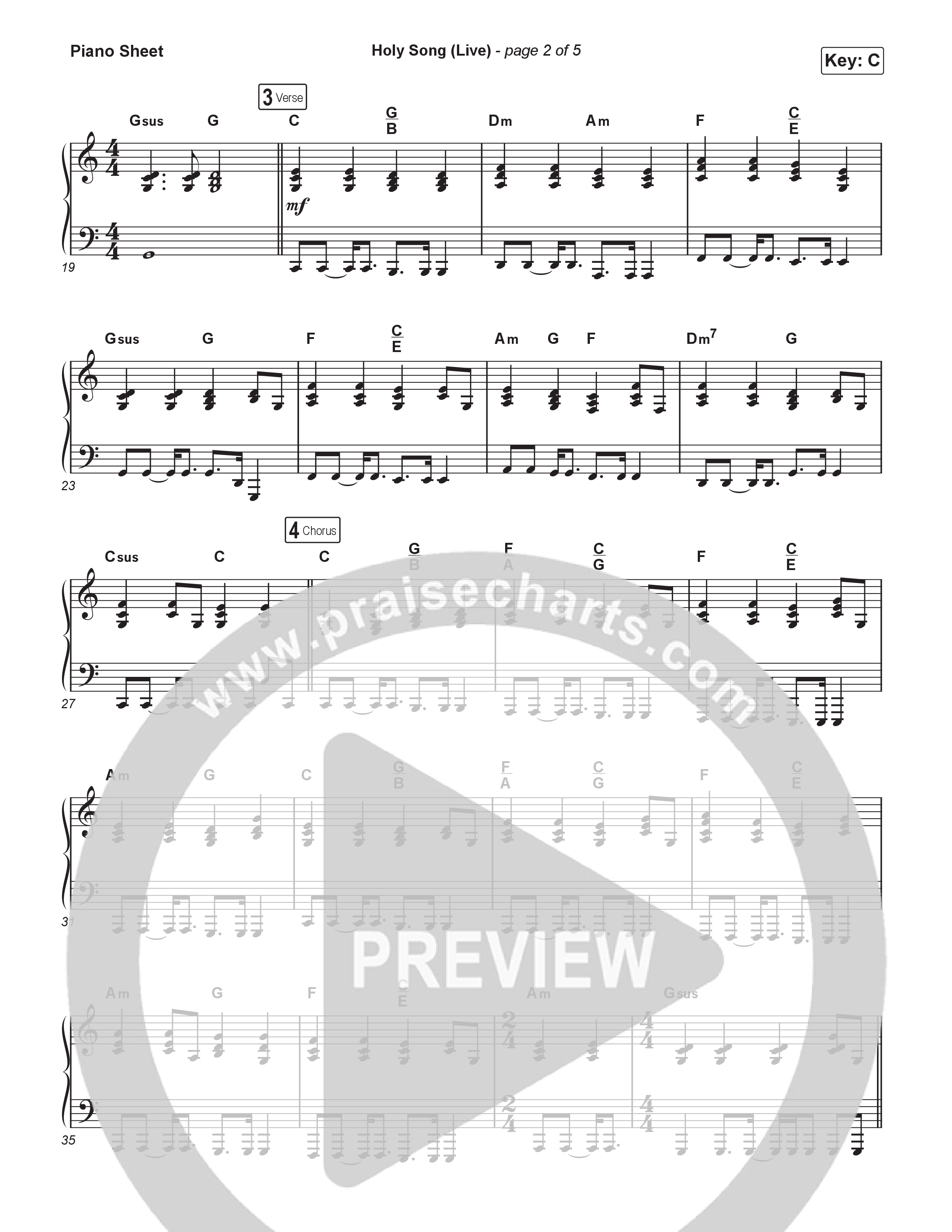 Holy Song (Choral Anthem SATB) Piano Sheet (Bethel Music / Brooke Ligertwood / Arr. Luke Gambill)