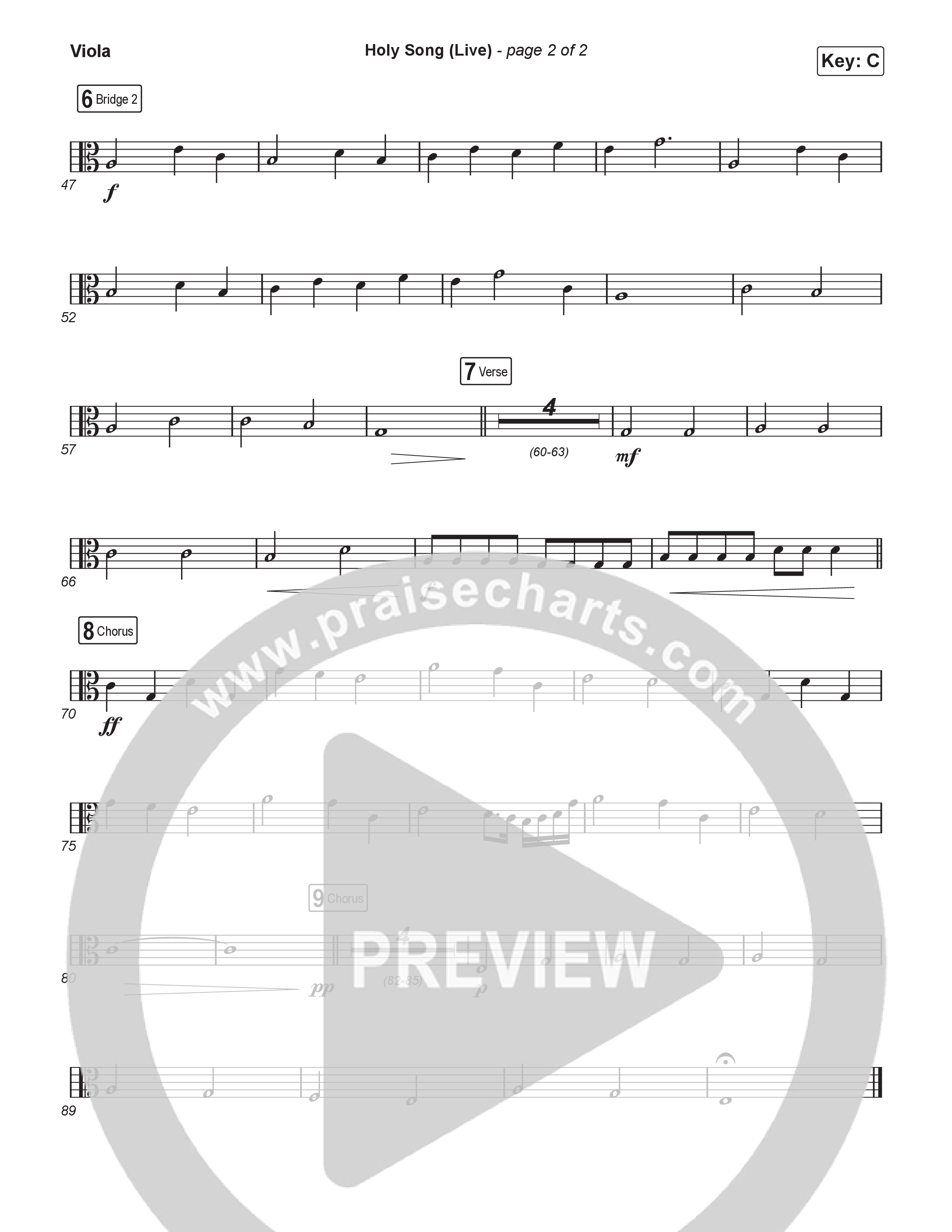 Holy Song (Choral Anthem SATB) Viola (Bethel Music / Brooke Ligertwood / Arr. Luke Gambill)