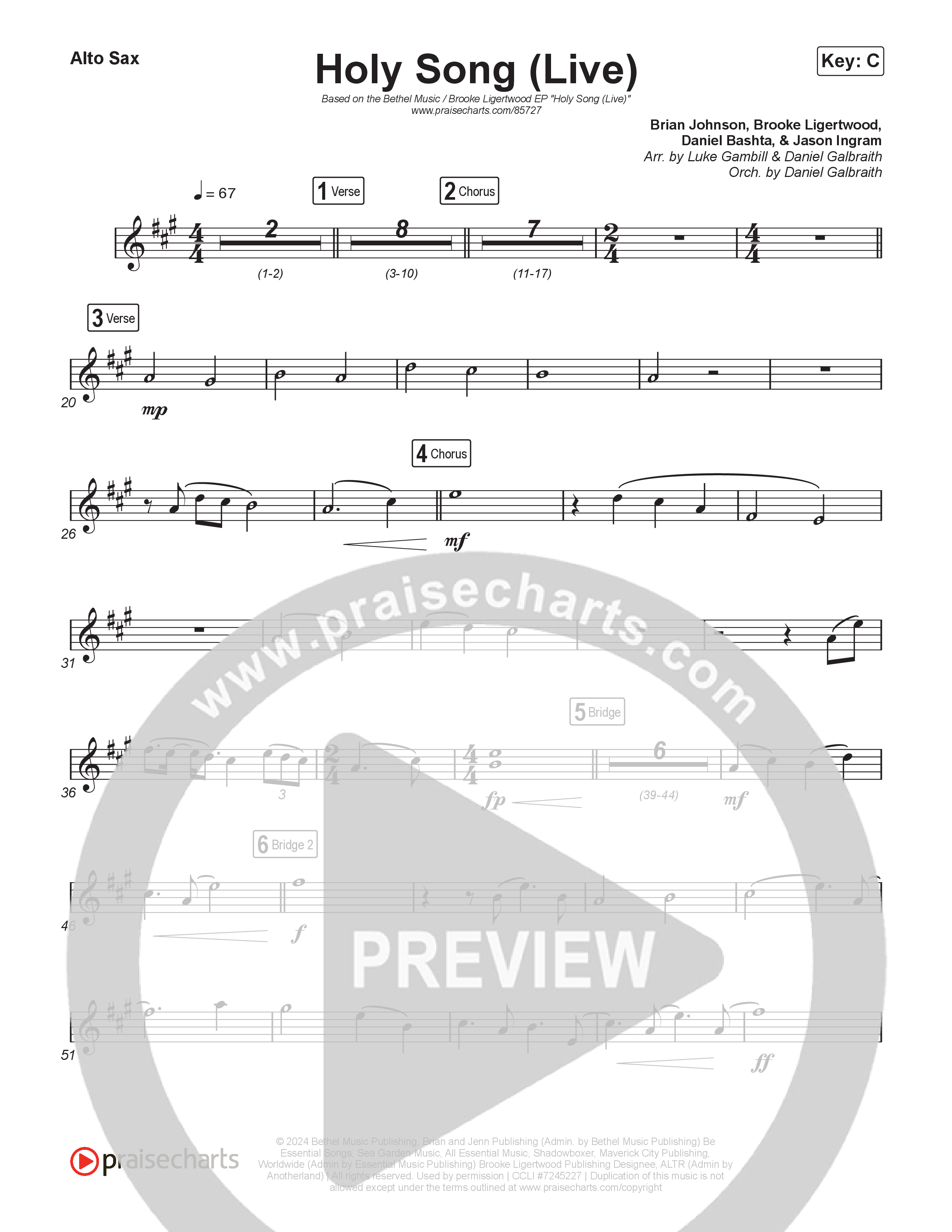 Holy Song (Worship Choir/SAB) Sax Pack (Bethel Music / Brooke Ligertwood / Arr. Luke Gambill)