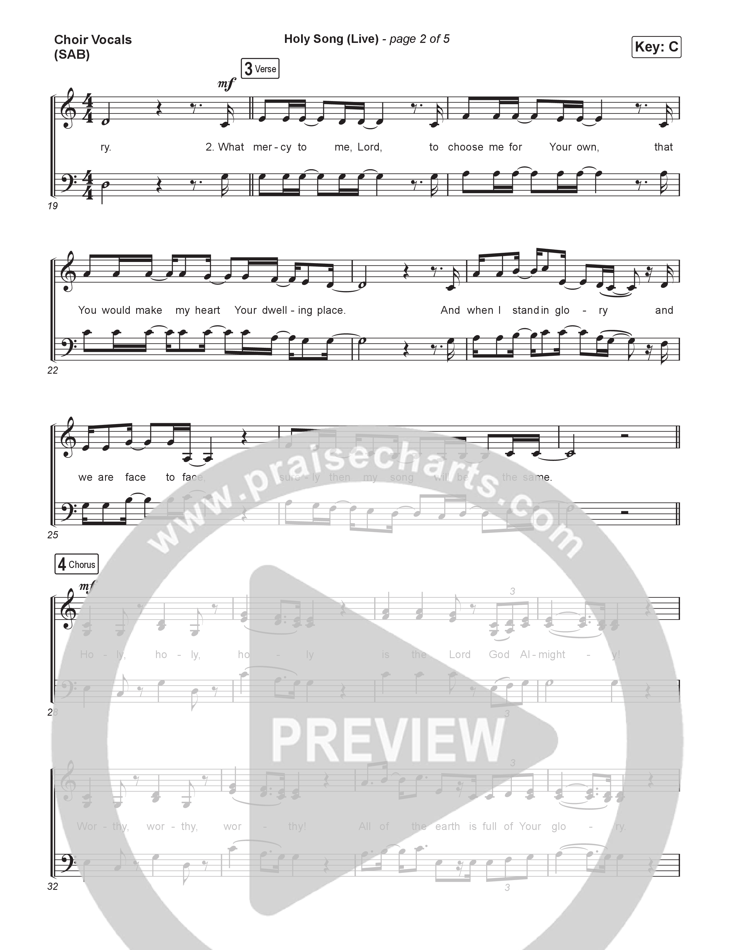 Holy Song (Worship Choir/SAB) Choir Sheet (SAB) (Bethel Music / Brooke Ligertwood / Arr. Luke Gambill)