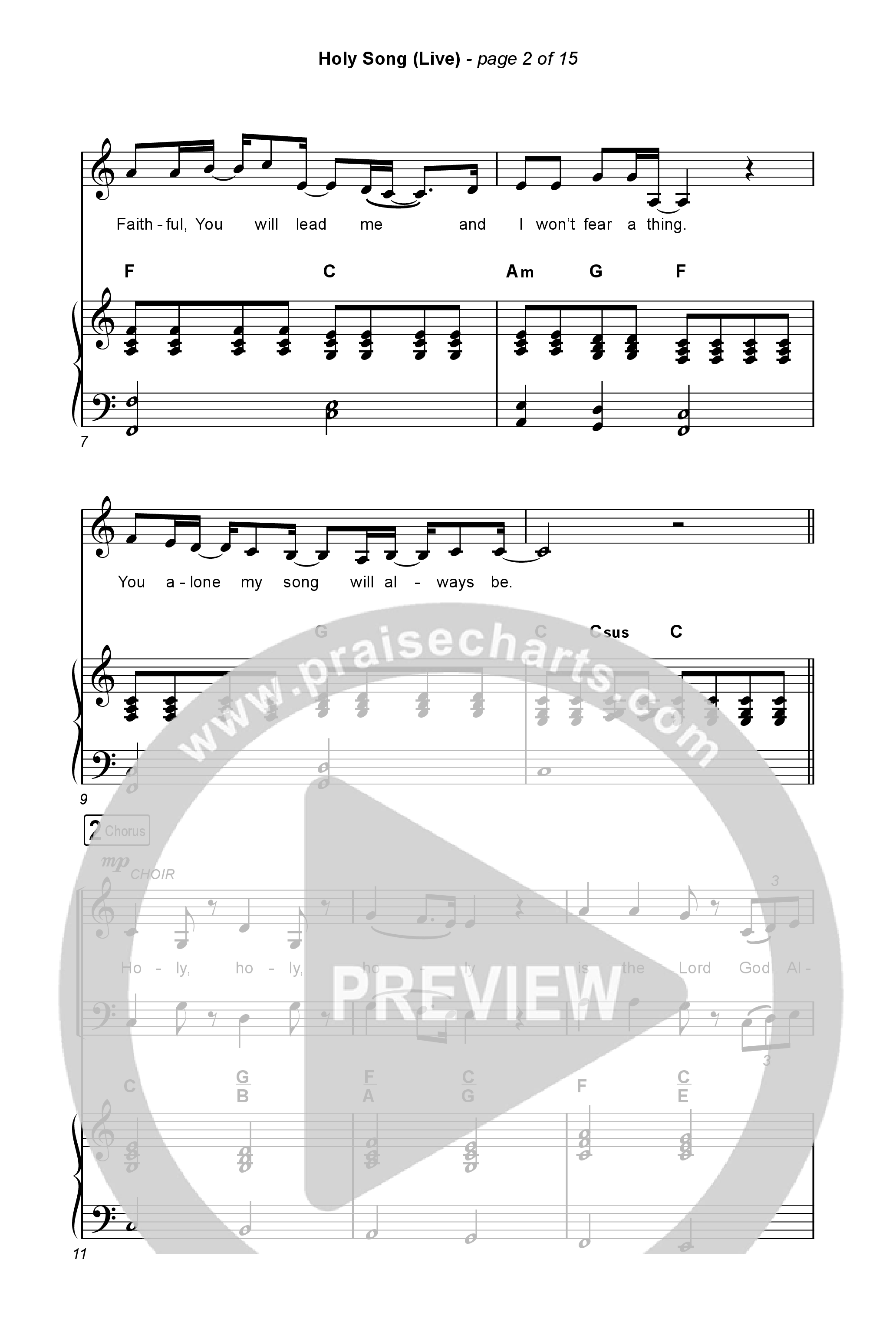 Holy Song (Worship Choir/SAB) Octavo (SAB & Pno) (Bethel Music / Brooke Ligertwood / Arr. Luke Gambill)