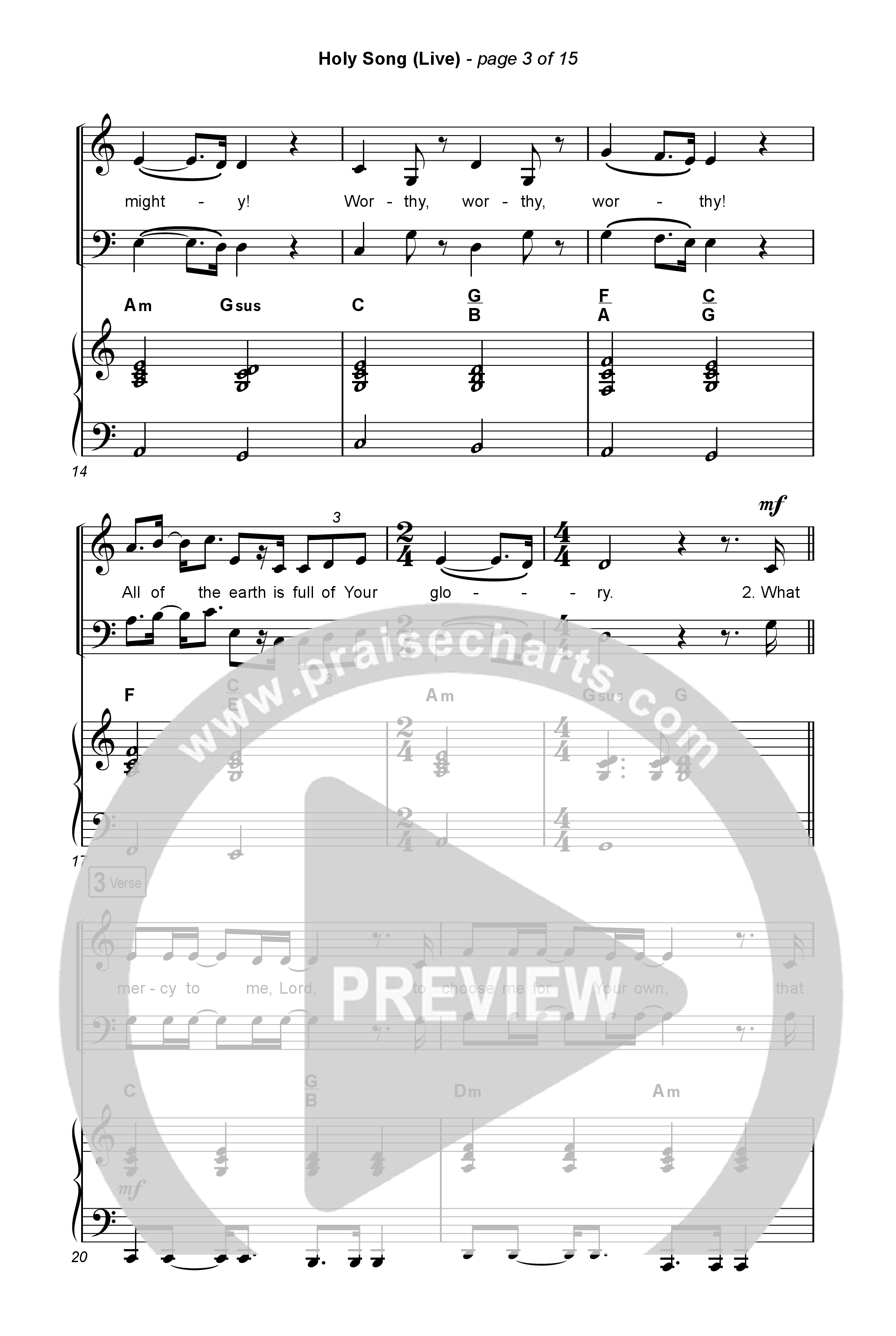 Holy Song (Worship Choir/SAB) Octavo (SAB & Pno) (Bethel Music / Brooke Ligertwood / Arr. Luke Gambill)