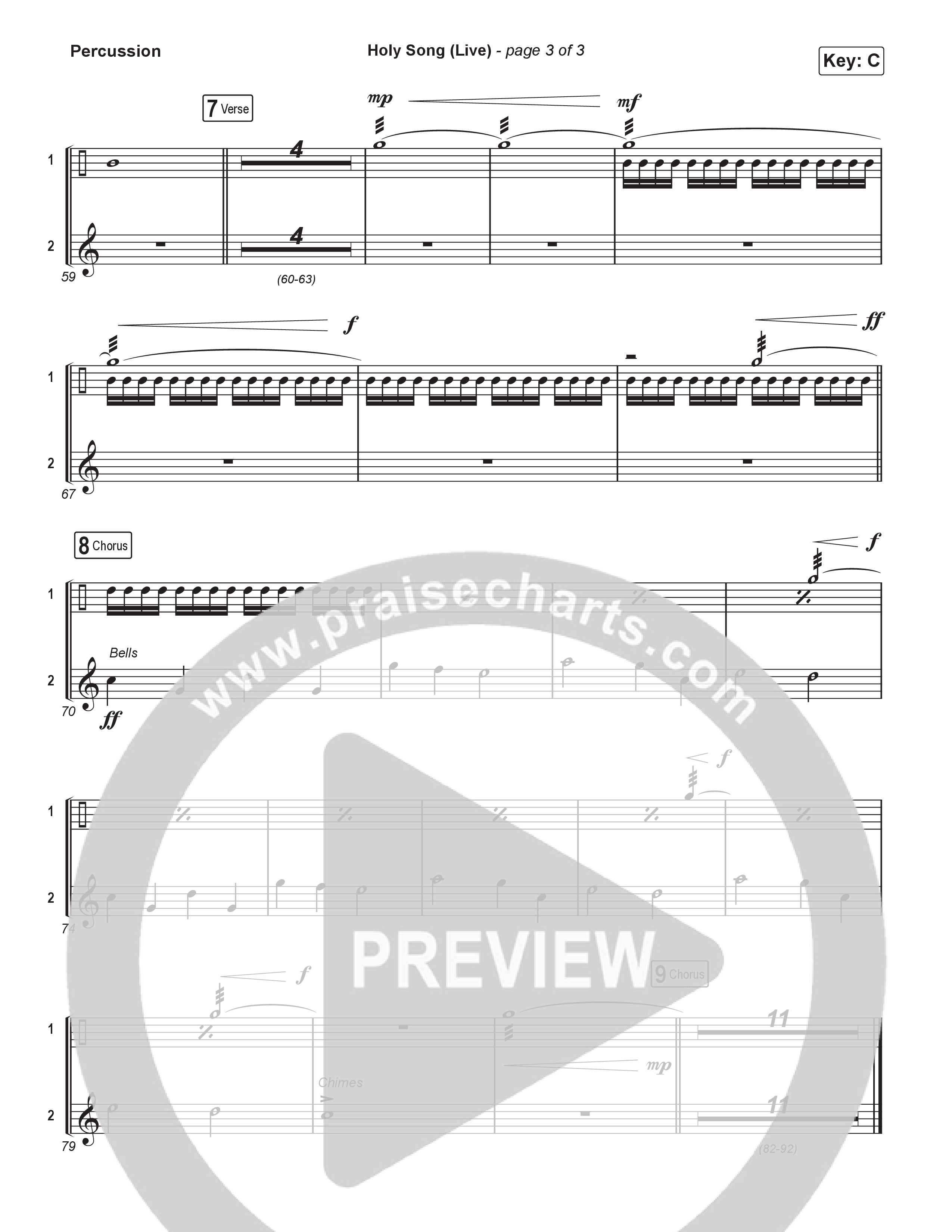 Holy Song (Worship Choir/SAB) Percussion (Bethel Music / Brooke Ligertwood / Arr. Luke Gambill)