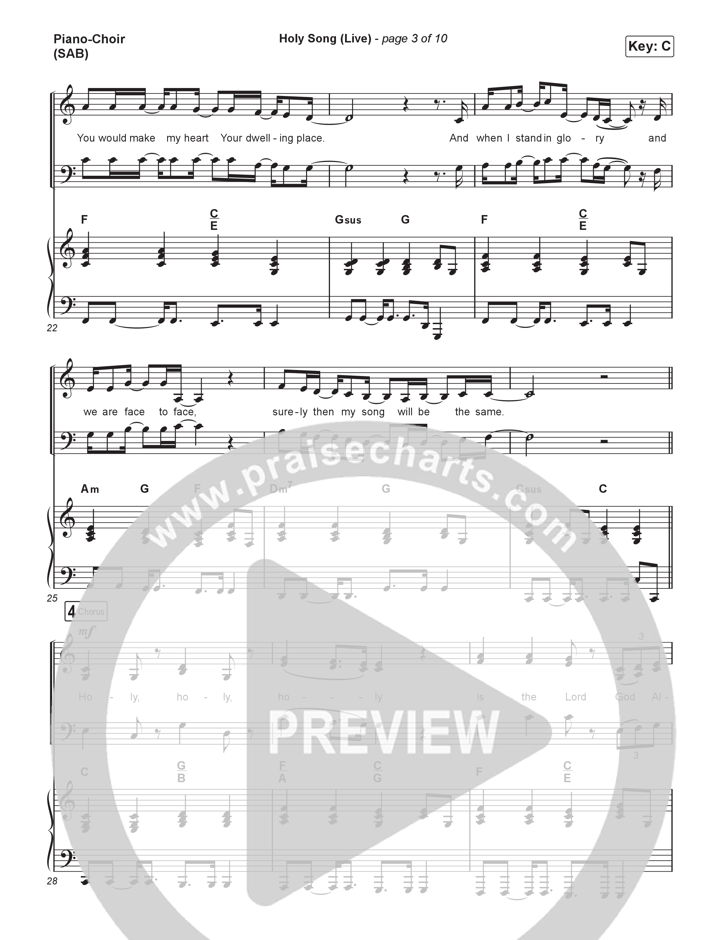 Holy Song (Worship Choir/SAB) Piano/Choir (SAB) (Bethel Music / Brooke Ligertwood / Arr. Luke Gambill)