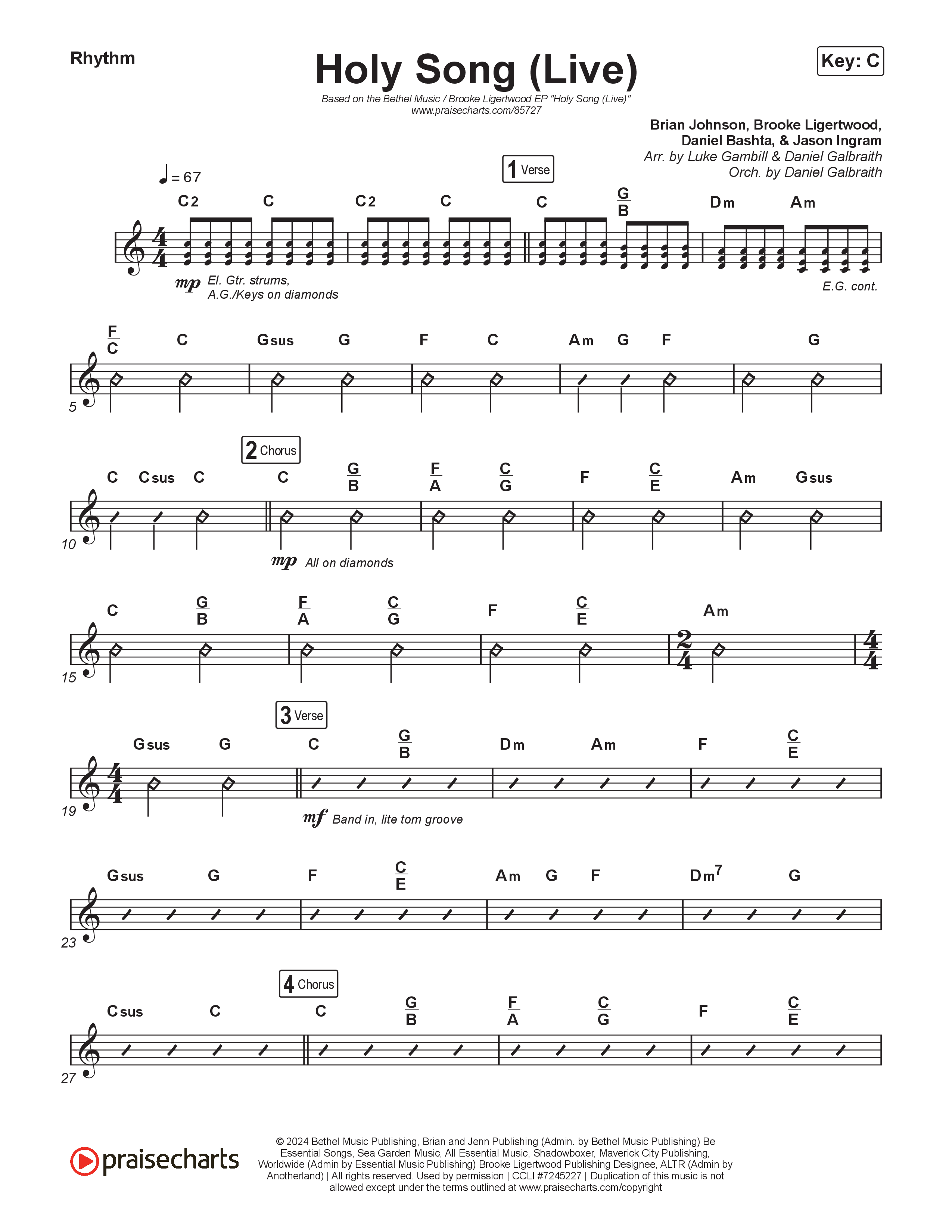 Holy Song (Worship Choir/SAB) Rhythm Pack (Bethel Music / Brooke Ligertwood / Arr. Luke Gambill)