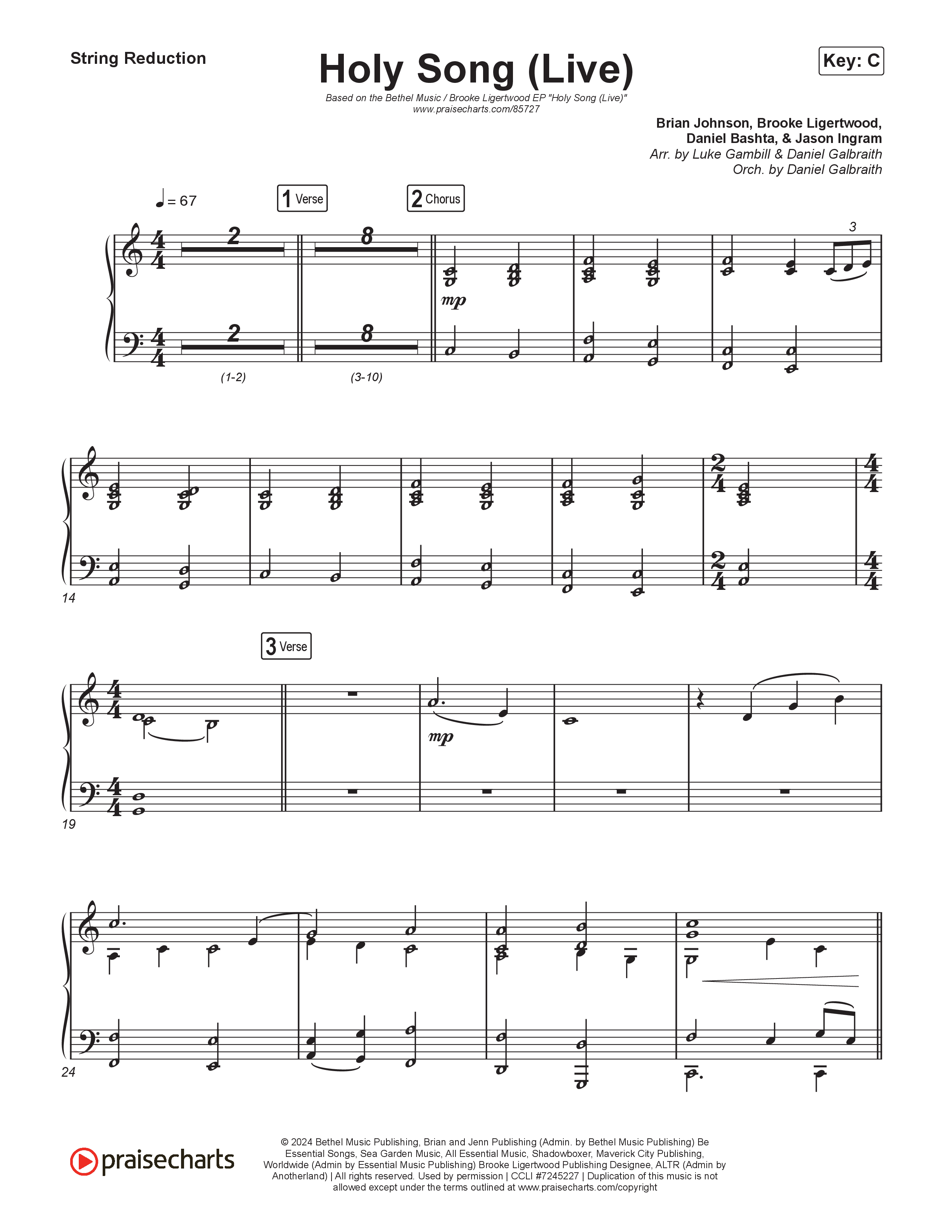 Holy Song (Worship Choir/SAB) String Reduction (Bethel Music / Brooke Ligertwood / Arr. Luke Gambill)