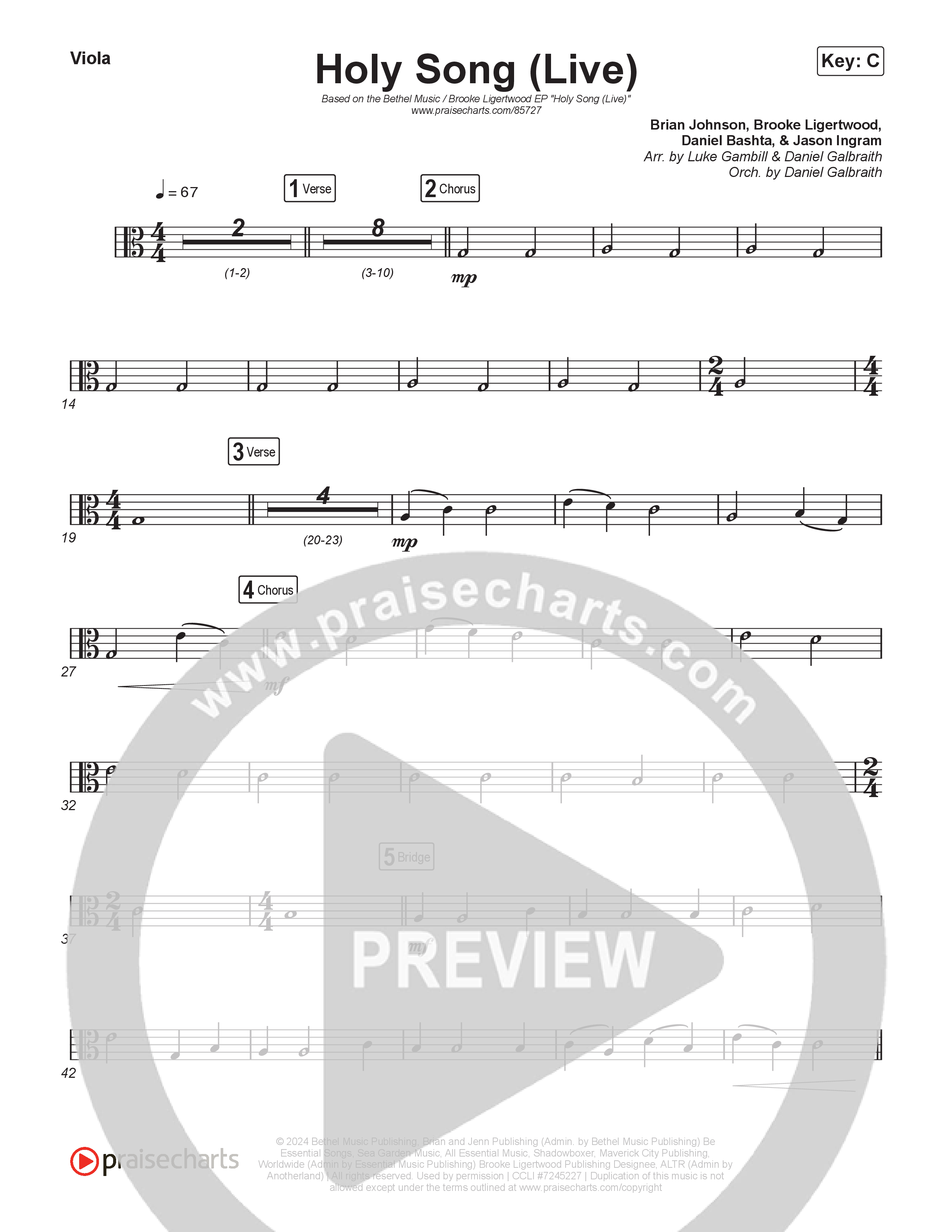 Holy Song (Worship Choir/SAB) String Pack (Bethel Music / Brooke Ligertwood / Arr. Luke Gambill)