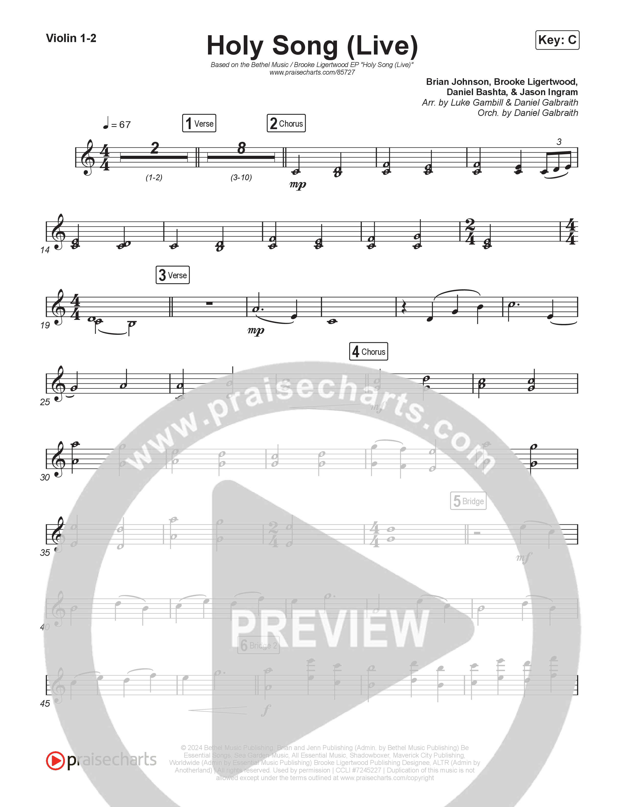 Holy Song (Worship Choir/SAB) String Pack (Bethel Music / Brooke Ligertwood / Arr. Luke Gambill)