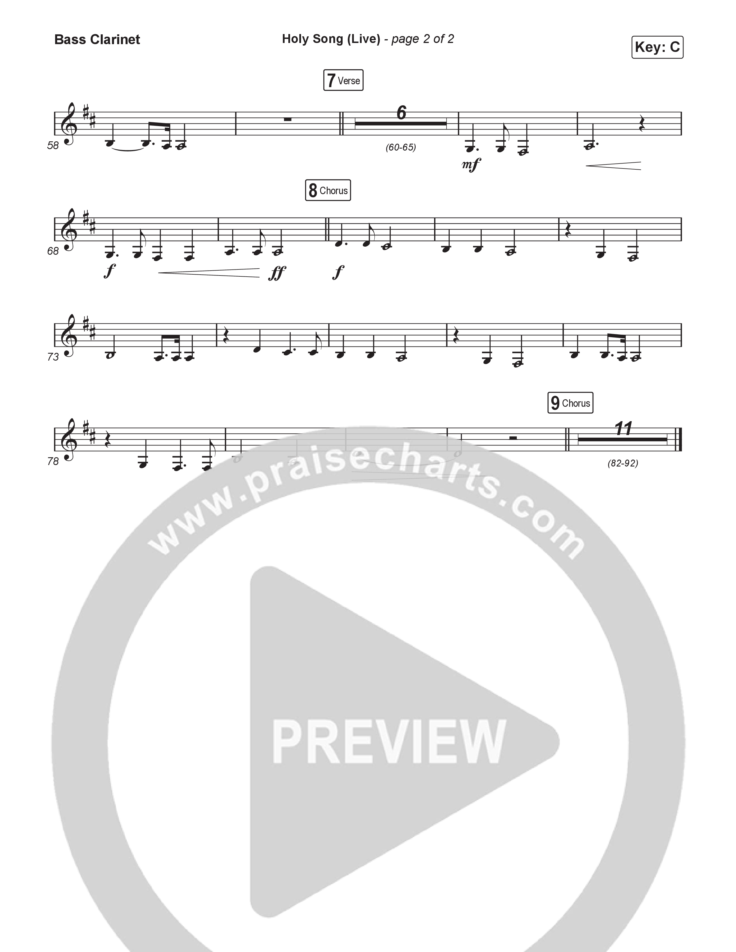 Holy Song (Sing It Now) Bass Clarinet (Bethel Music / Brooke Ligertwood / Arr. Luke Gambill)