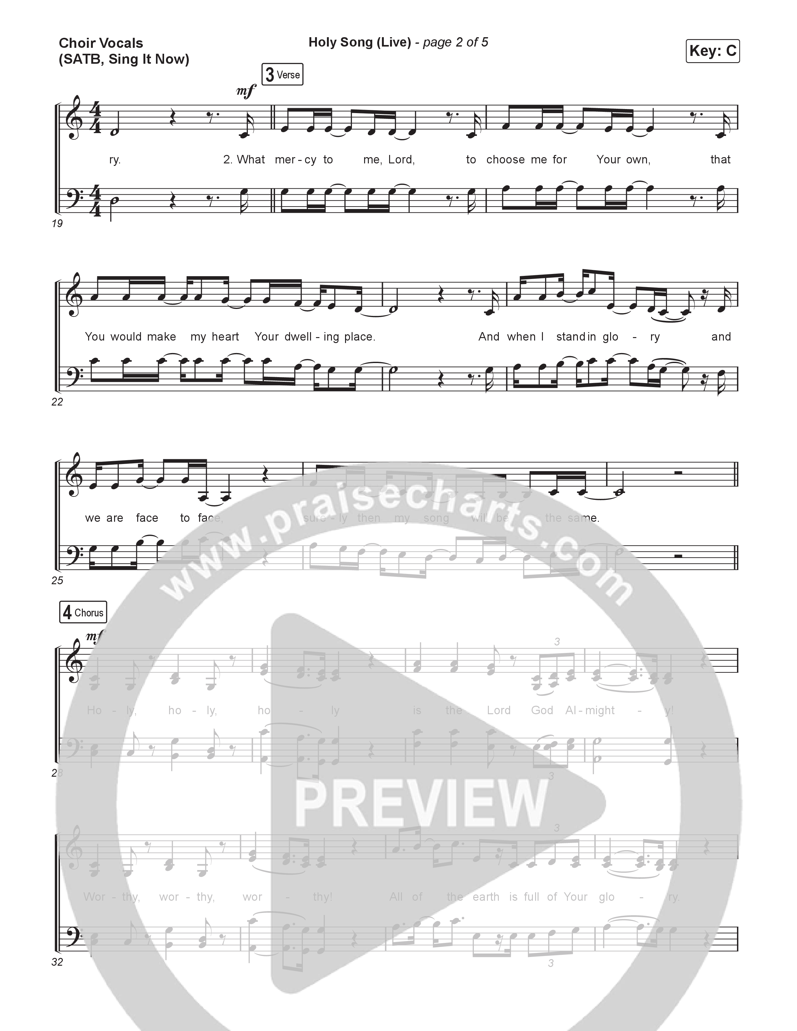 Holy Song (Sing It Now) Choir Sheet (SATB) (Bethel Music / Brooke Ligertwood / Arr. Luke Gambill)