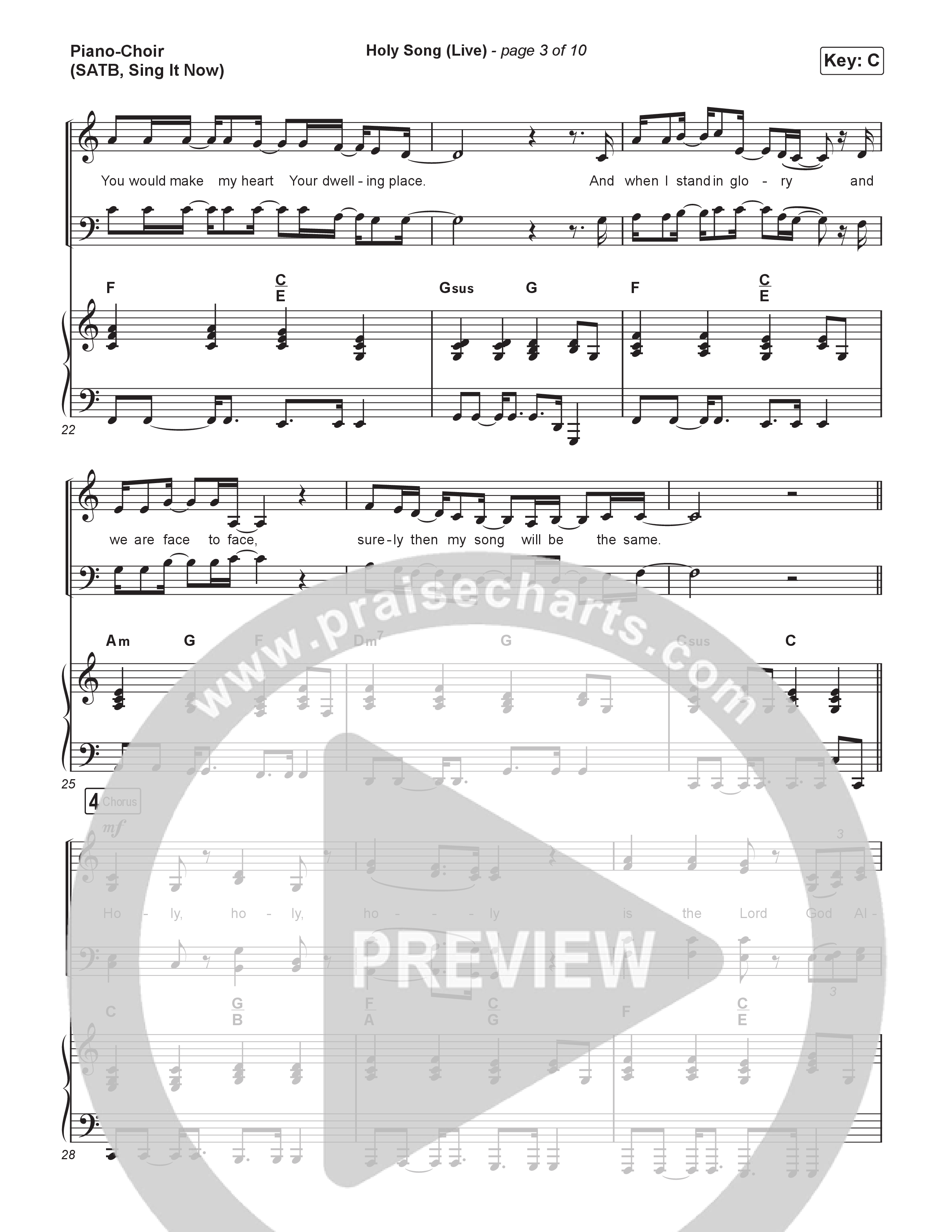 Holy Song (Sing It Now) Piano/Choir (SATB) (Bethel Music / Brooke Ligertwood / Arr. Luke Gambill)