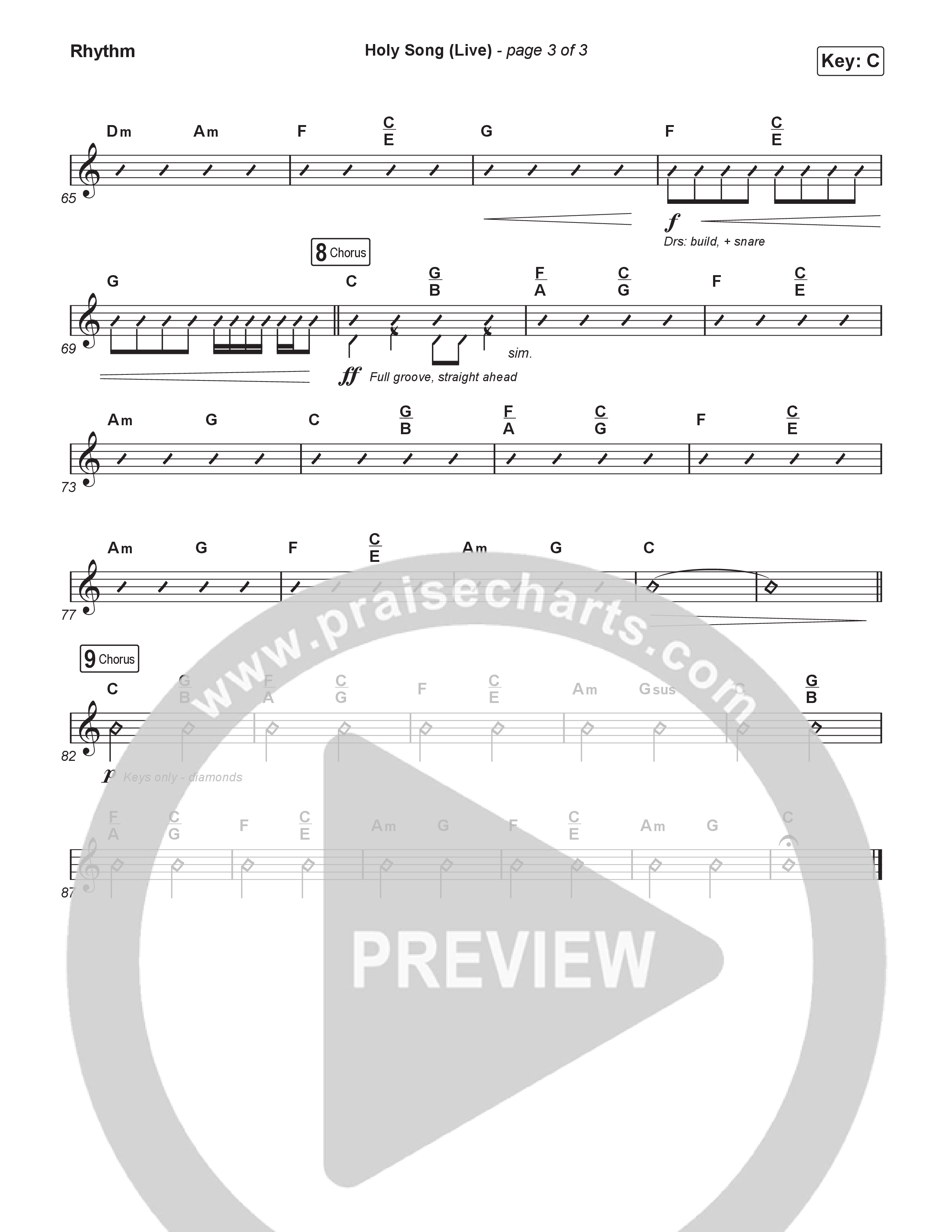 Holy Song (Sing It Now) Rhythm Chart (Bethel Music / Brooke Ligertwood / Arr. Luke Gambill)