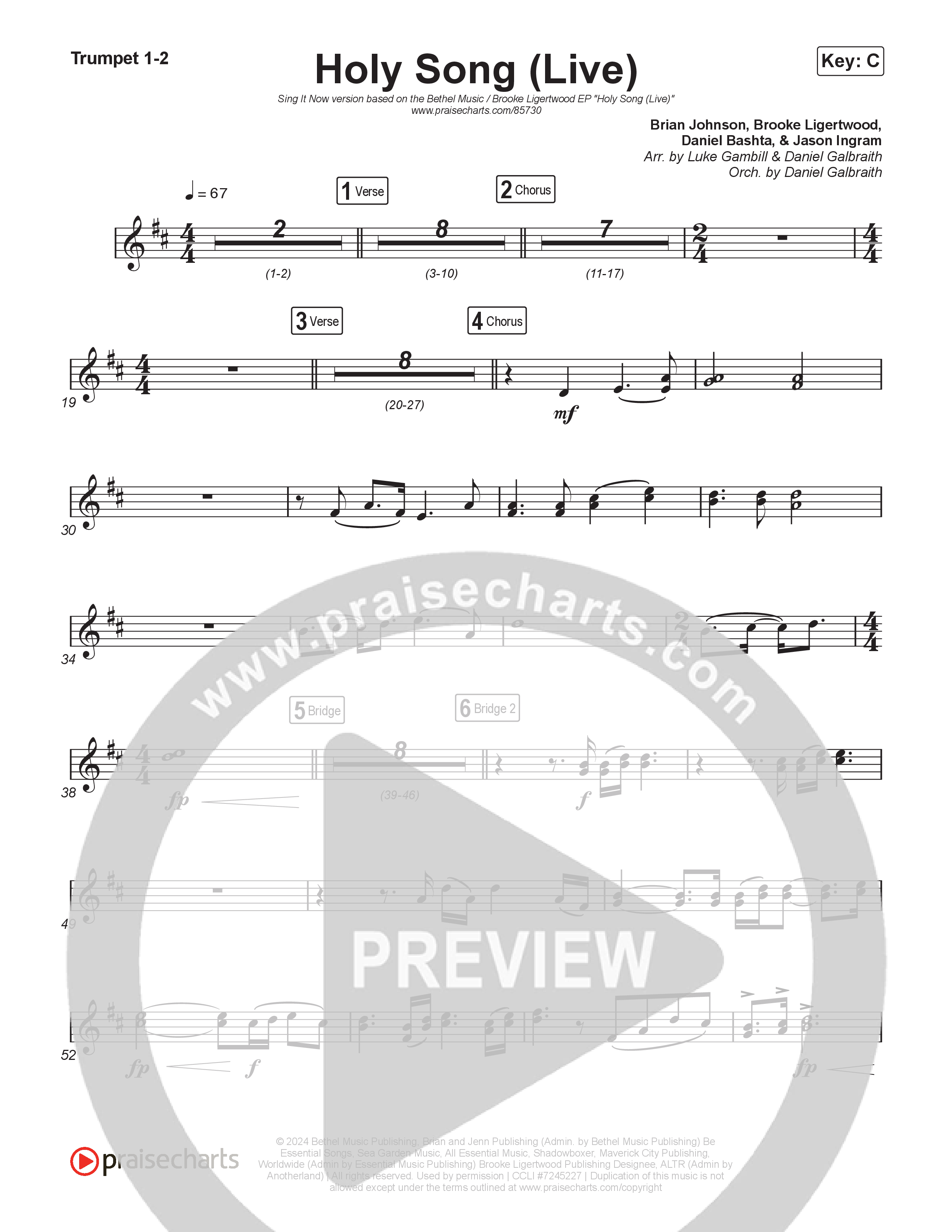 Holy Song (Sing It Now) Brass Pack (Bethel Music / Brooke Ligertwood / Arr. Luke Gambill)