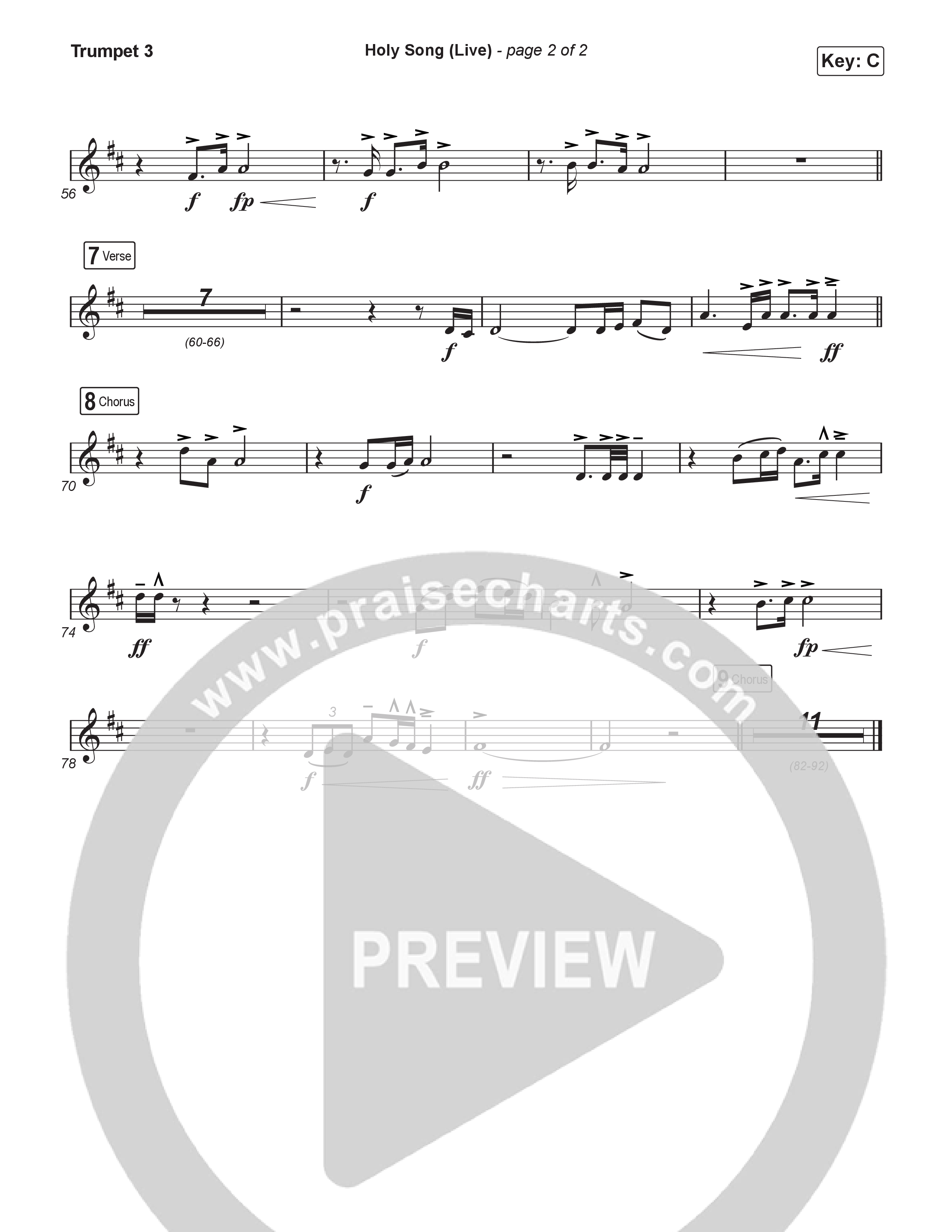 Holy Song (Sing It Now) Trumpet 3 (Bethel Music / Brooke Ligertwood / Arr. Luke Gambill)