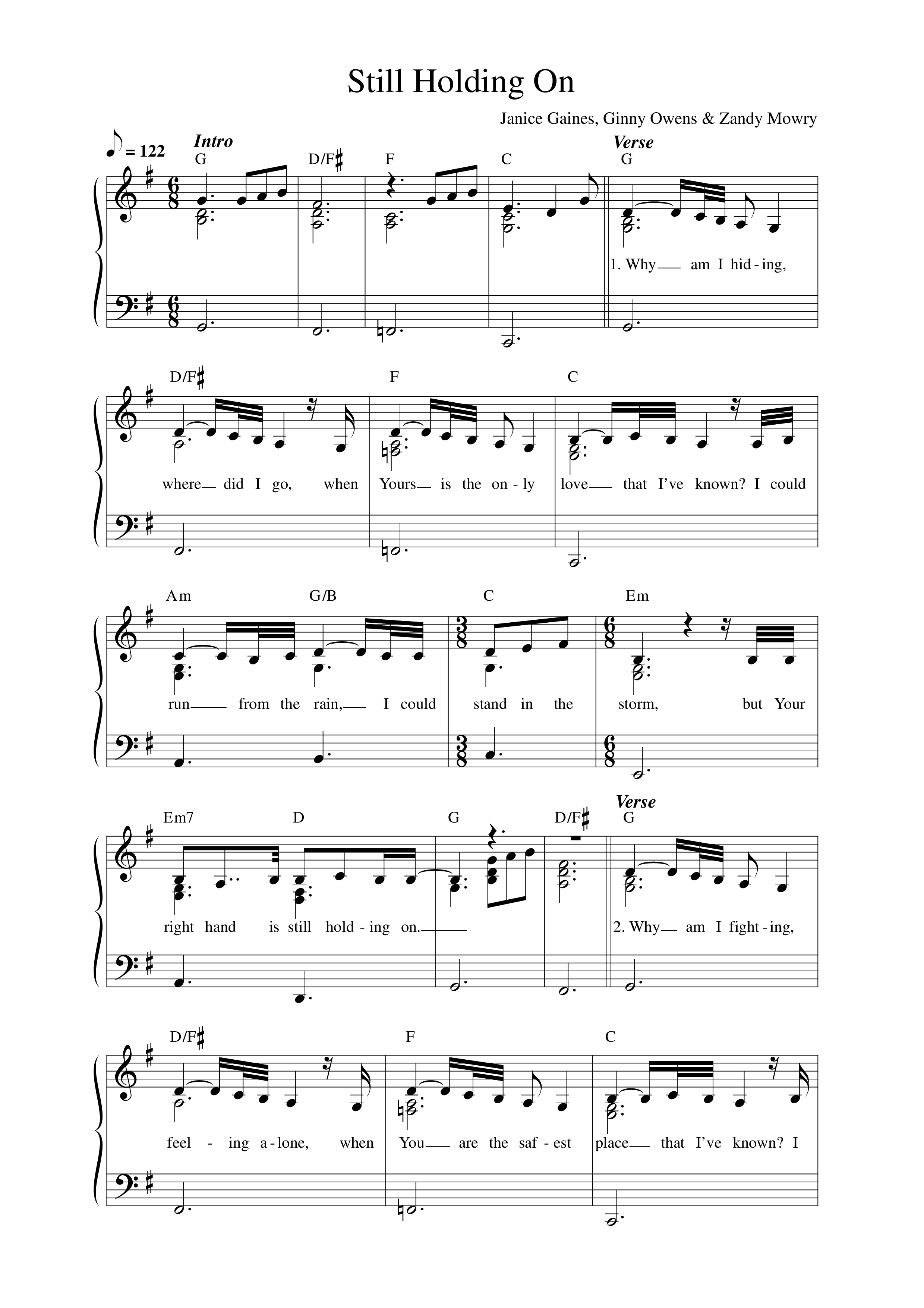 Still Holding On Lead Sheet Melody (FAITHFUL)
