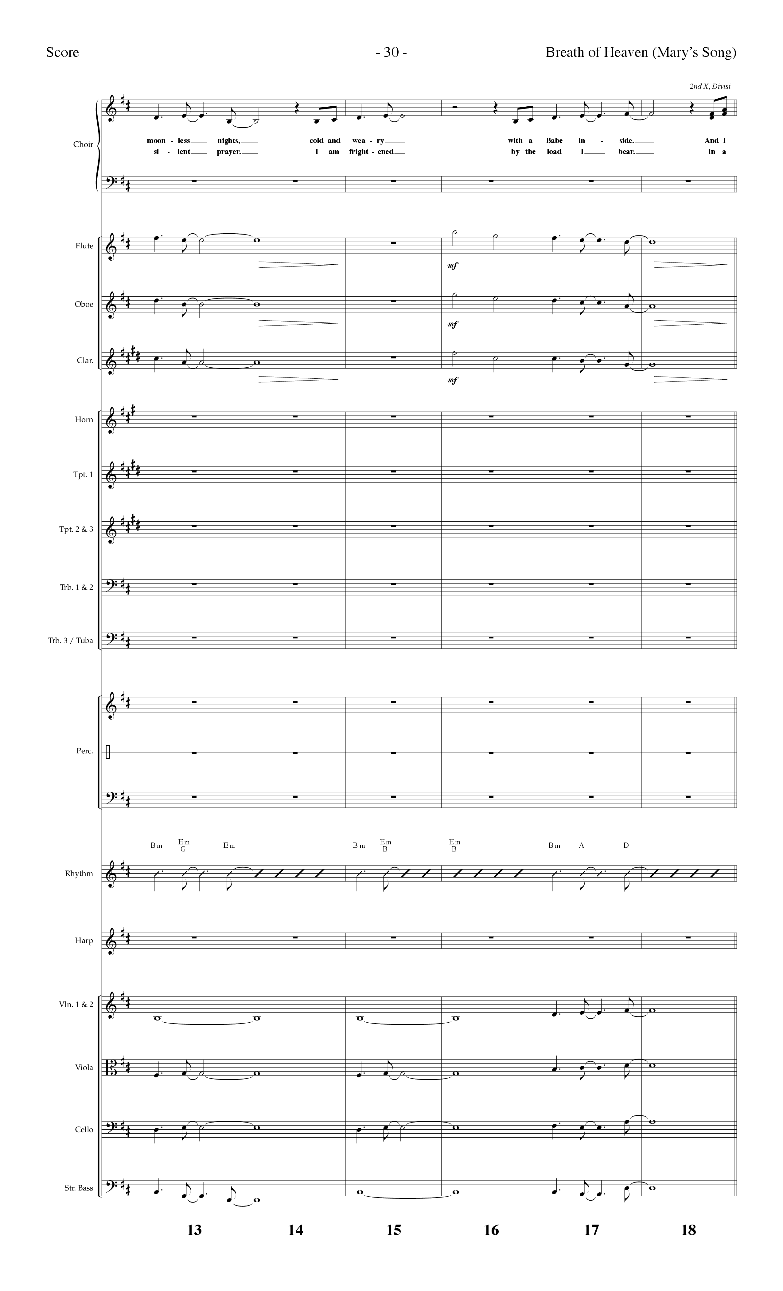 Breath Of Heaven (Mary's Song) (Choral Anthem SATB) Orchestration (Lifeway Choral / Arr. Dennis Allen)