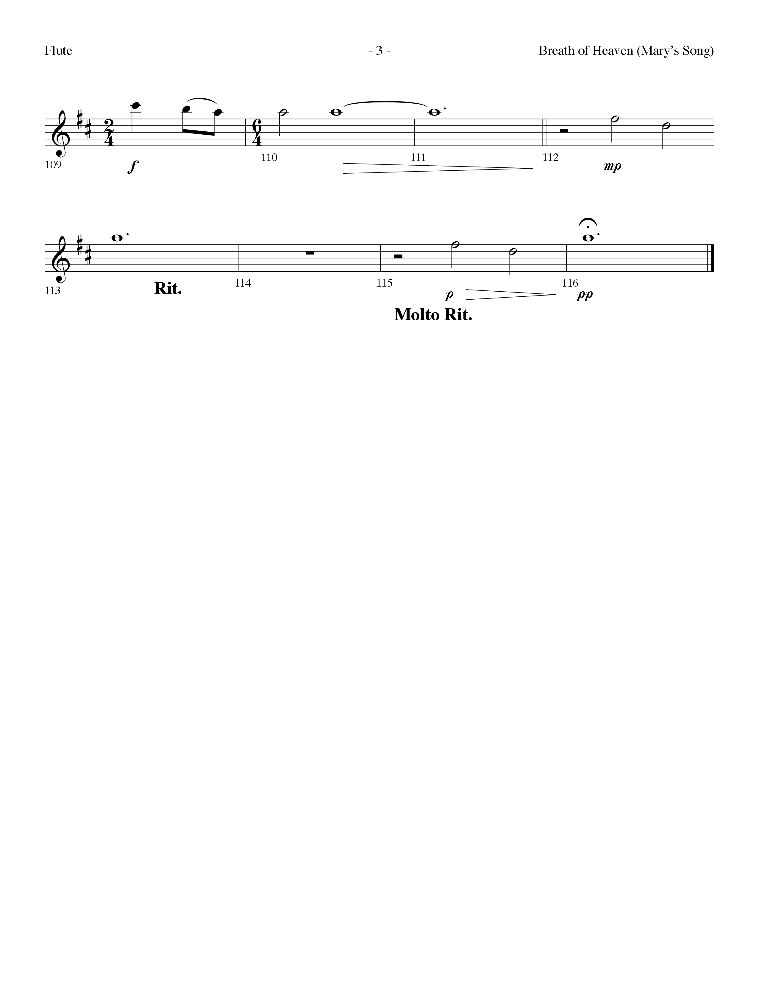 Breath Of Heaven (Mary's Song) (Choral Anthem SATB) Flute (Lifeway Choral / Arr. Dennis Allen)