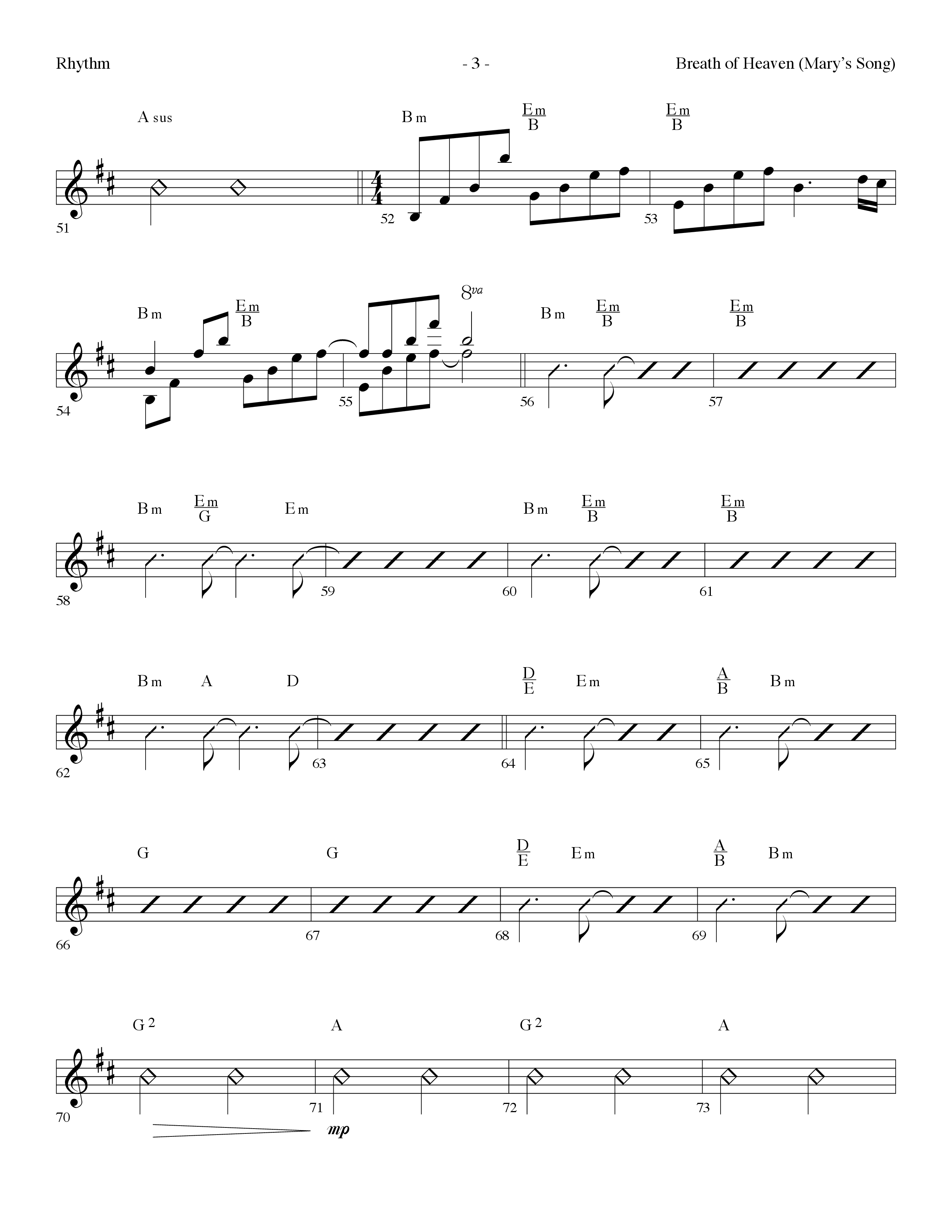 Breath Of Heaven (Mary's Song) (Choral Anthem SATB) Rhythm Chart (Lifeway Choral / Arr. Dennis Allen)