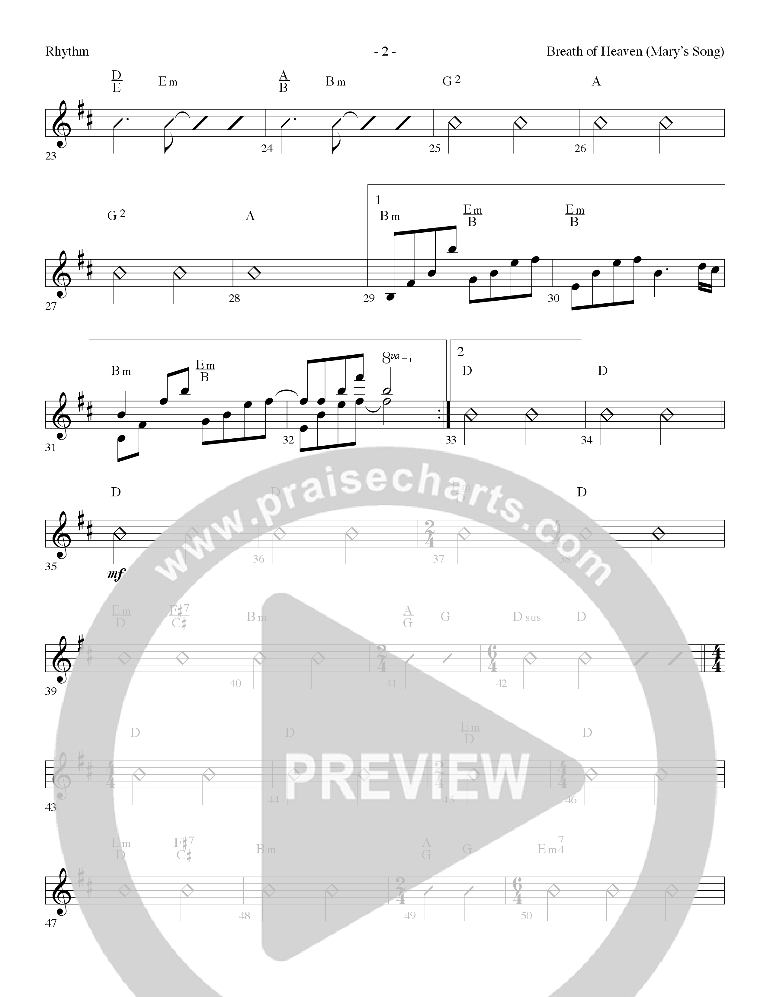 Breath Of Heaven (Mary's Song) (Choral Anthem SATB) Lead Melody & Rhythm (Lifeway Choral / Arr. Dennis Allen)