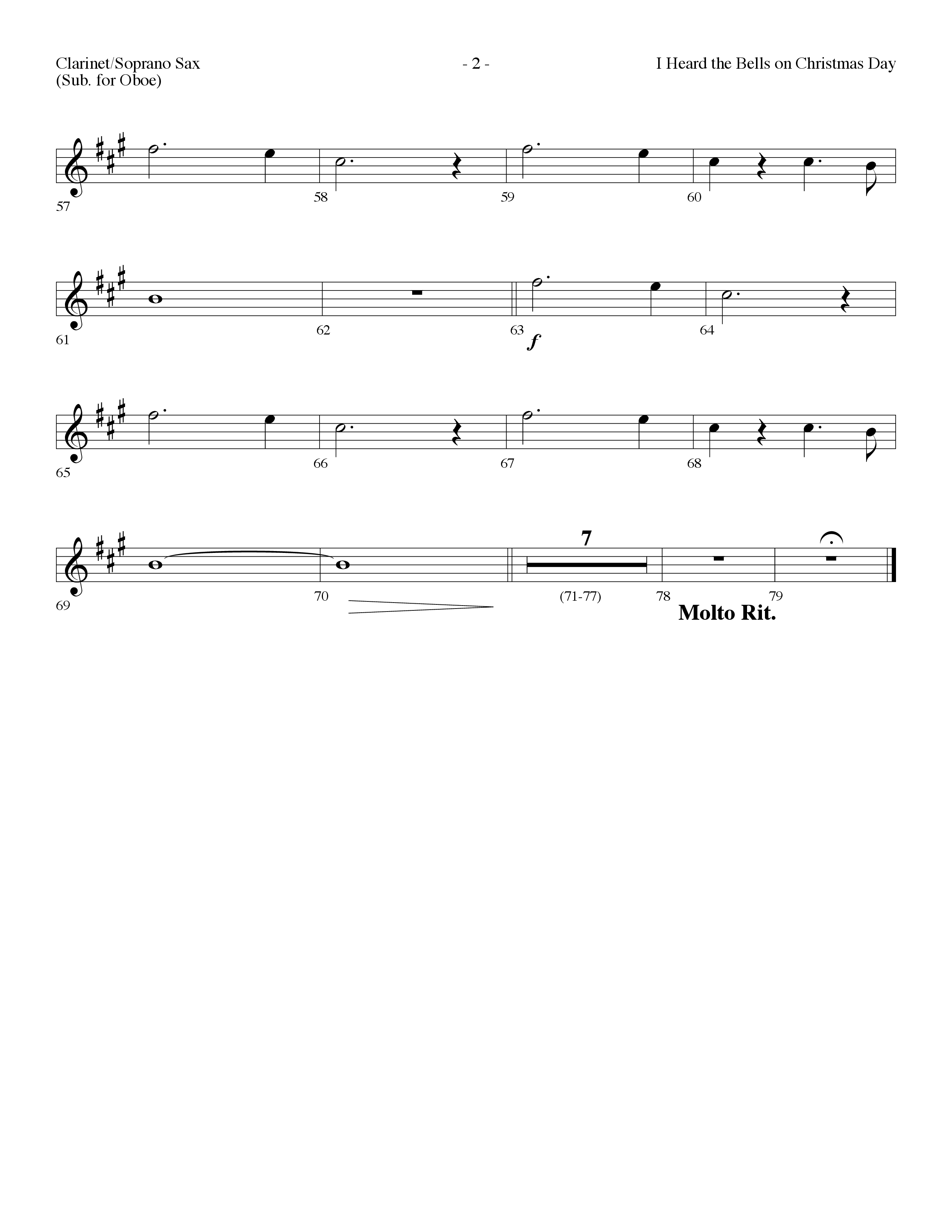 I Heard The Bells On Christmas Day (Choral Anthem SATB) Clarinet/Soprano Sax (Lifeway Choral / Arr. Dennis Allen)