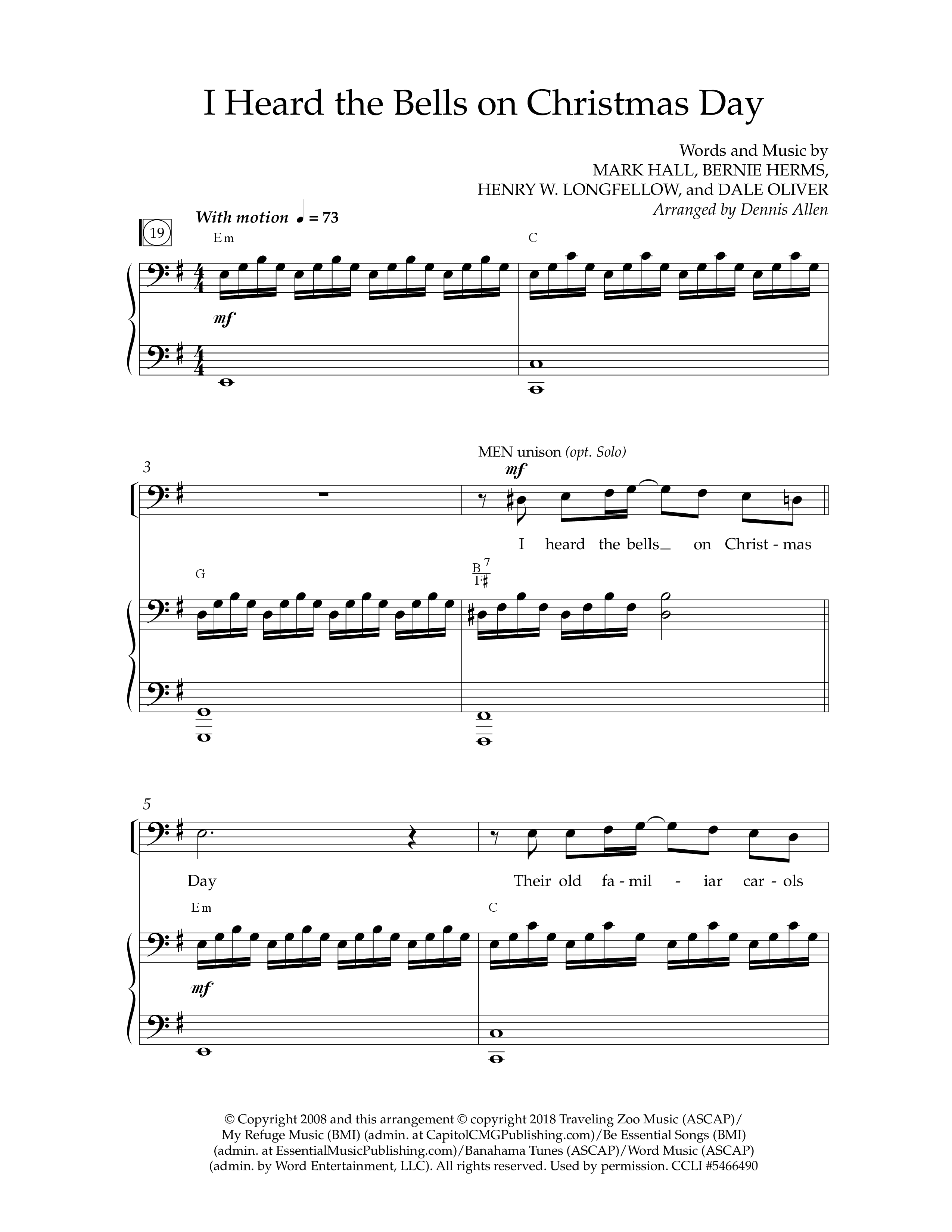 I Heard The Bells On Christmas Day (Choral Anthem SATB) Anthem (SATB/Piano) (Lifeway Choral / Arr. Dennis Allen)