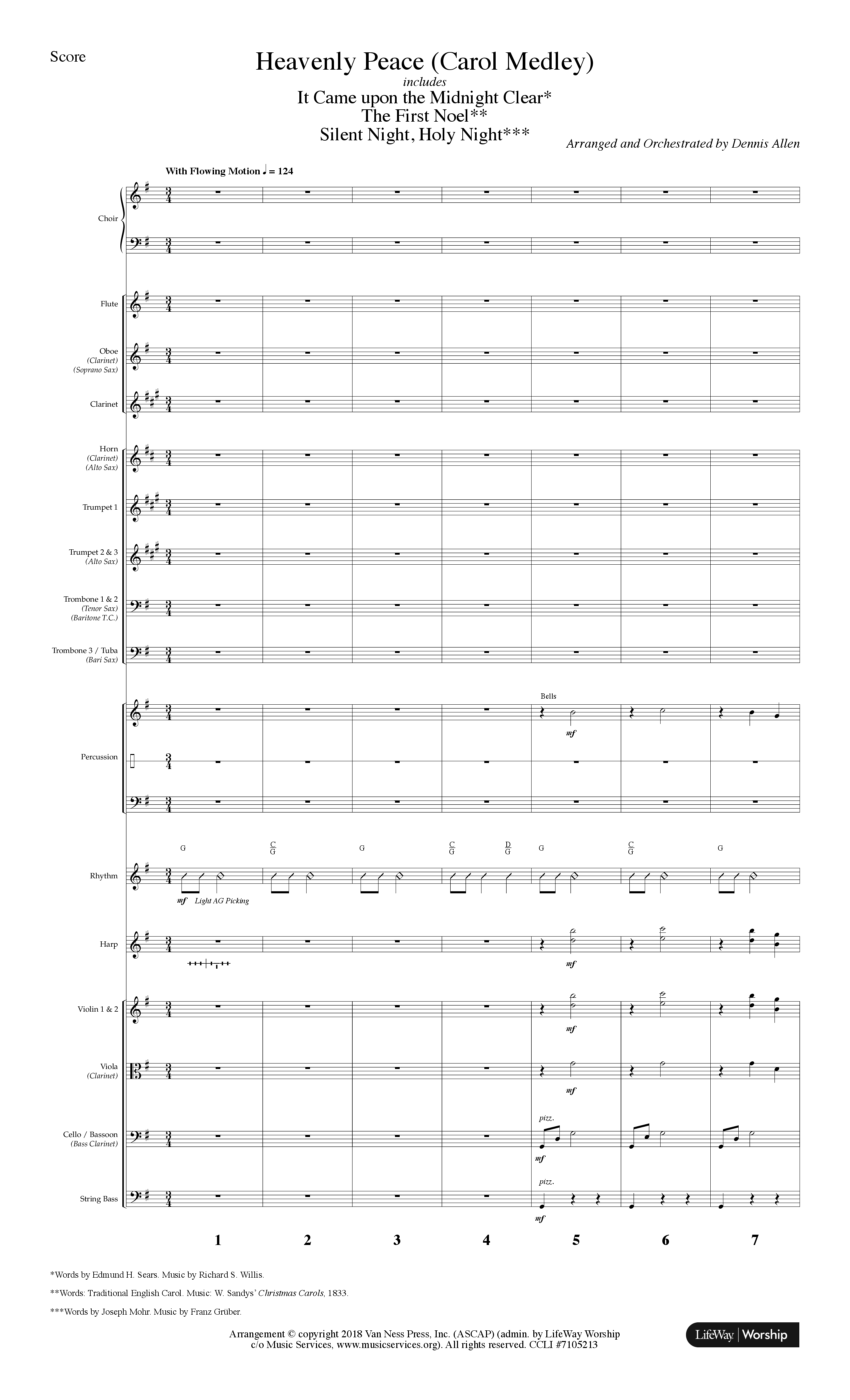 Heavenly Peace (Carol Medley) (Choral Anthem SATB) Orchestration (Lifeway Choral / Arr. Dennis Allen)