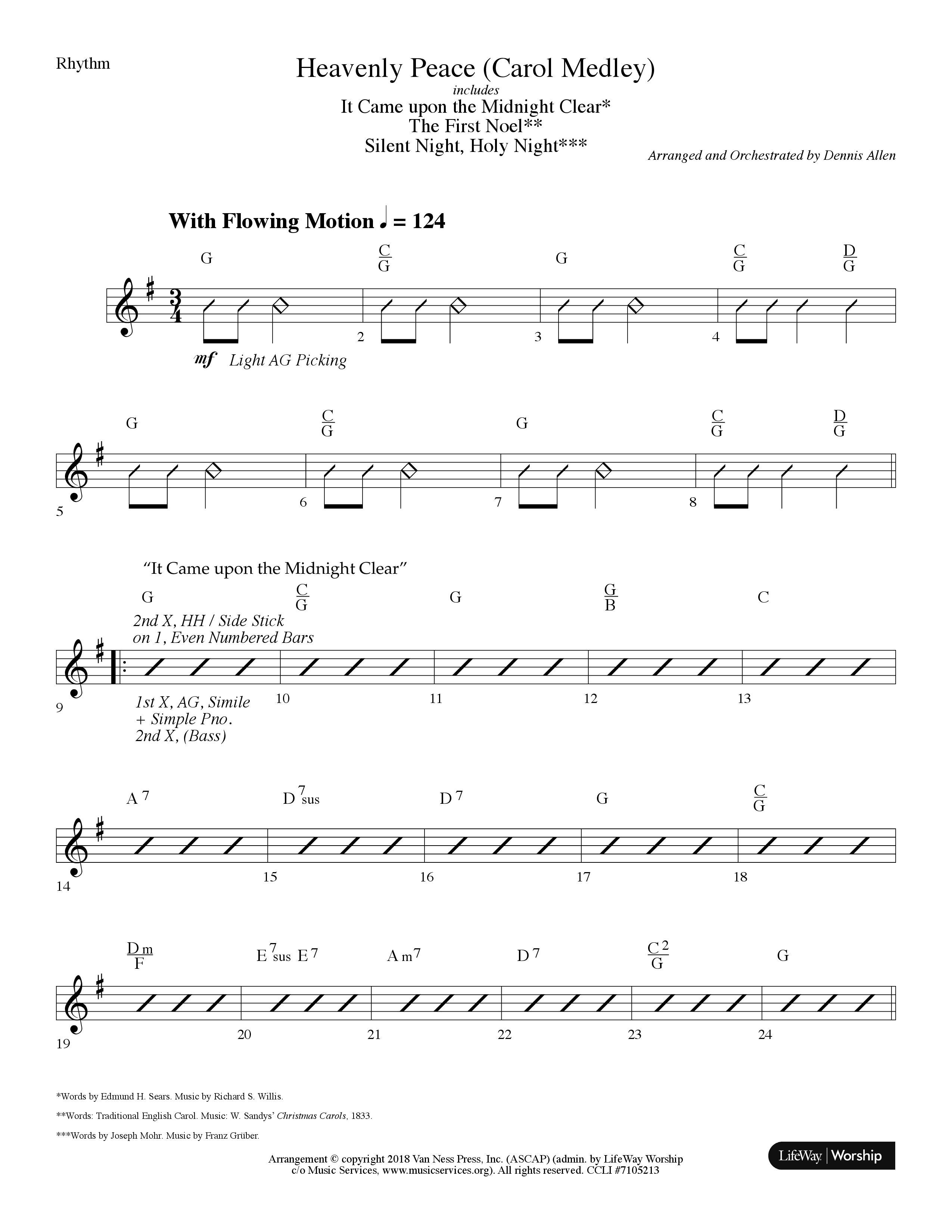 Heavenly Peace (Carol Medley) (Choral Anthem SATB) Rhythm Chart (Lifeway Choral / Arr. Dennis Allen)