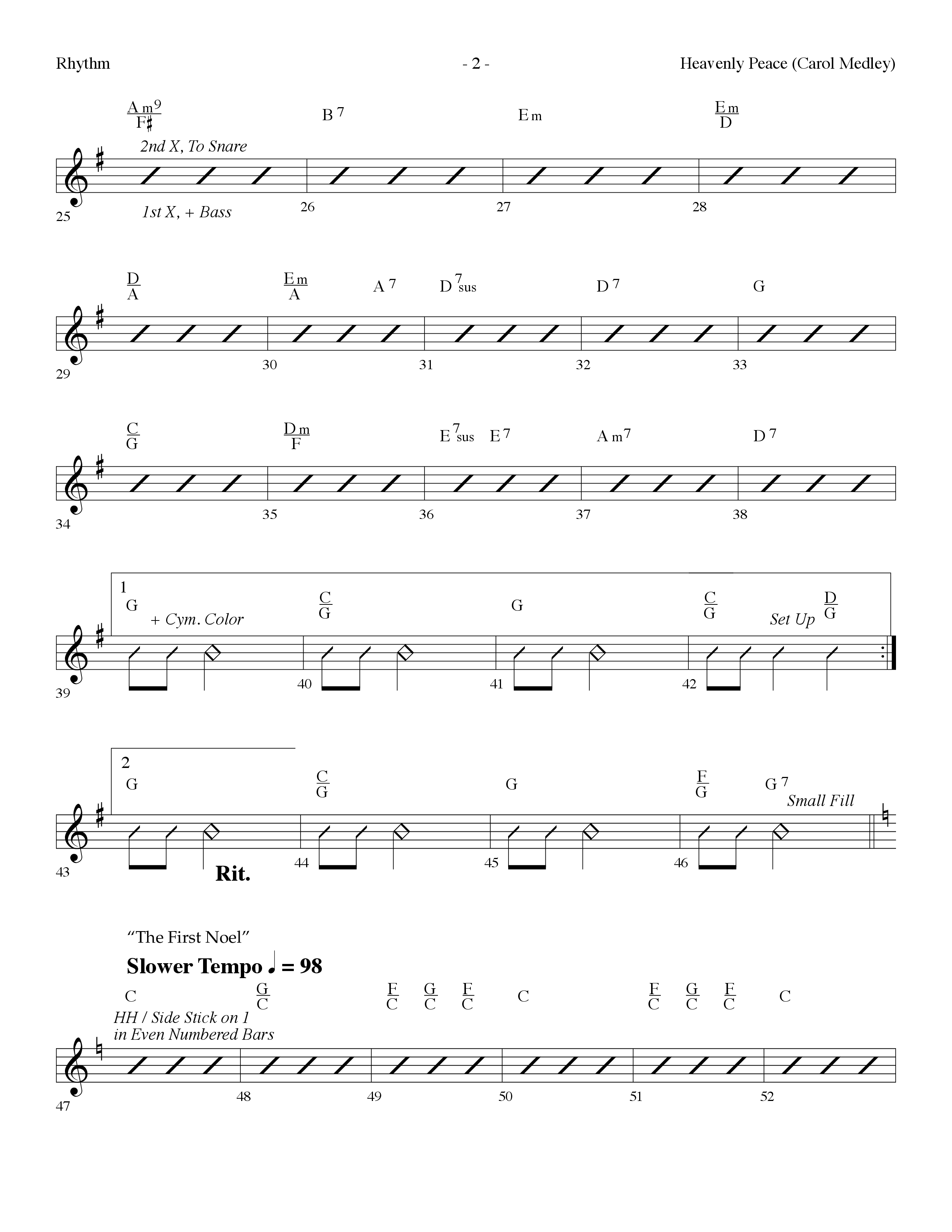 Heavenly Peace (Carol Medley) (Choral Anthem SATB) Rhythm Chart (Lifeway Choral / Arr. Dennis Allen)