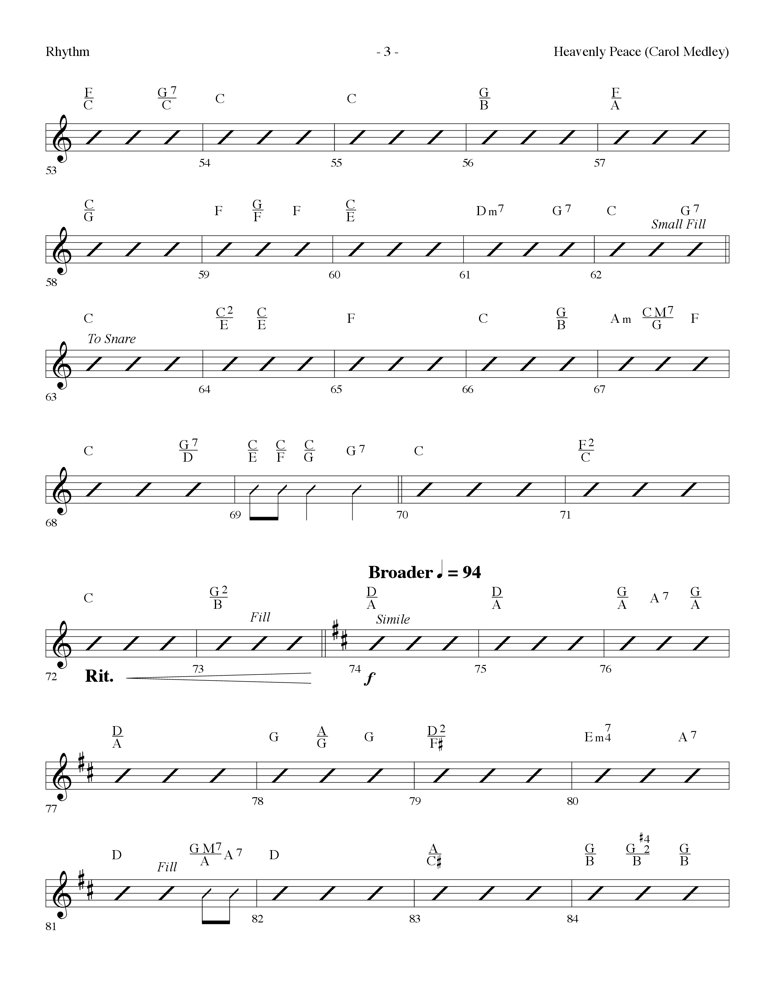 Heavenly Peace (Carol Medley) (Choral Anthem SATB) Rhythm Chart (Lifeway Choral / Arr. Dennis Allen)