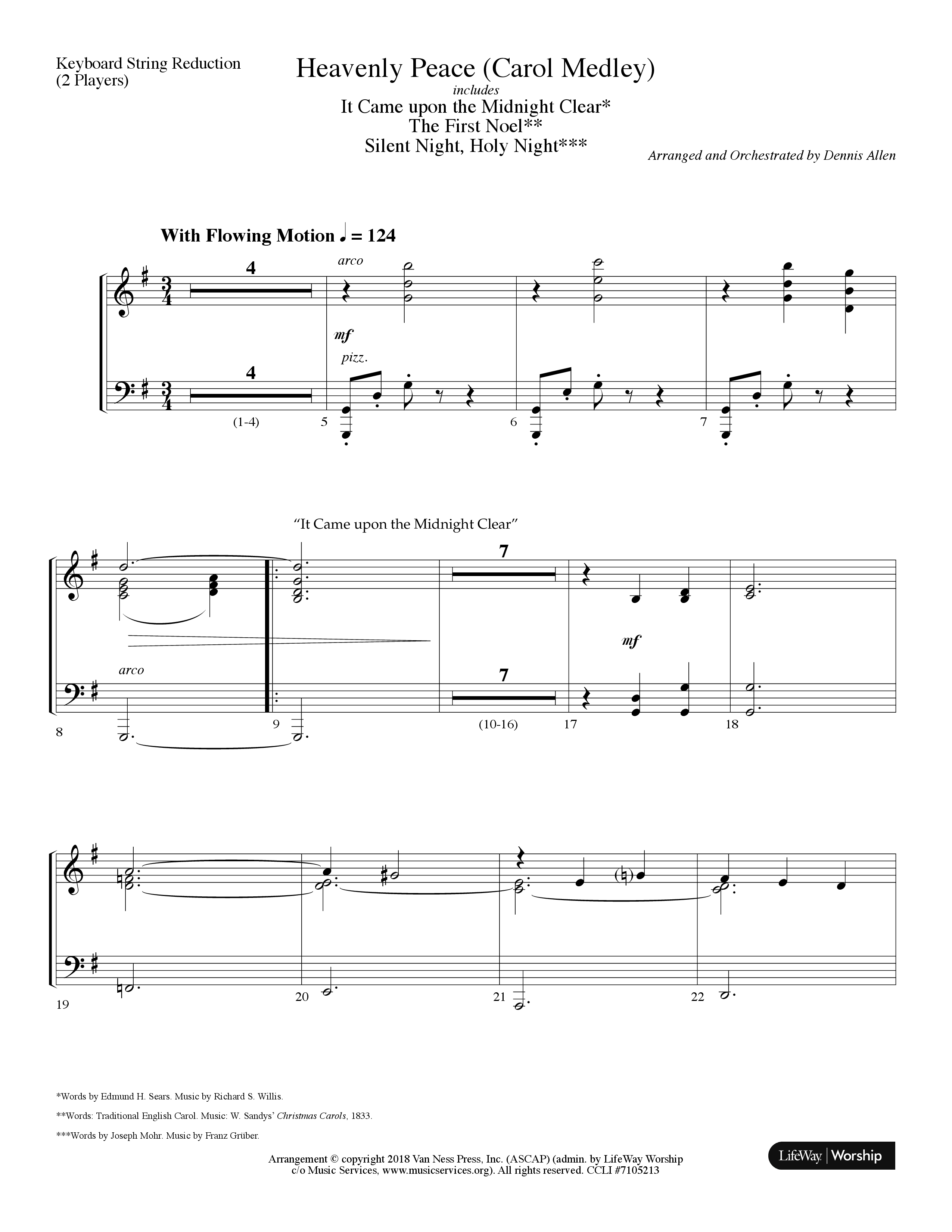 Heavenly Peace (Carol Medley) (Choral Anthem SATB) String Reduction (Lifeway Choral / Arr. Dennis Allen)