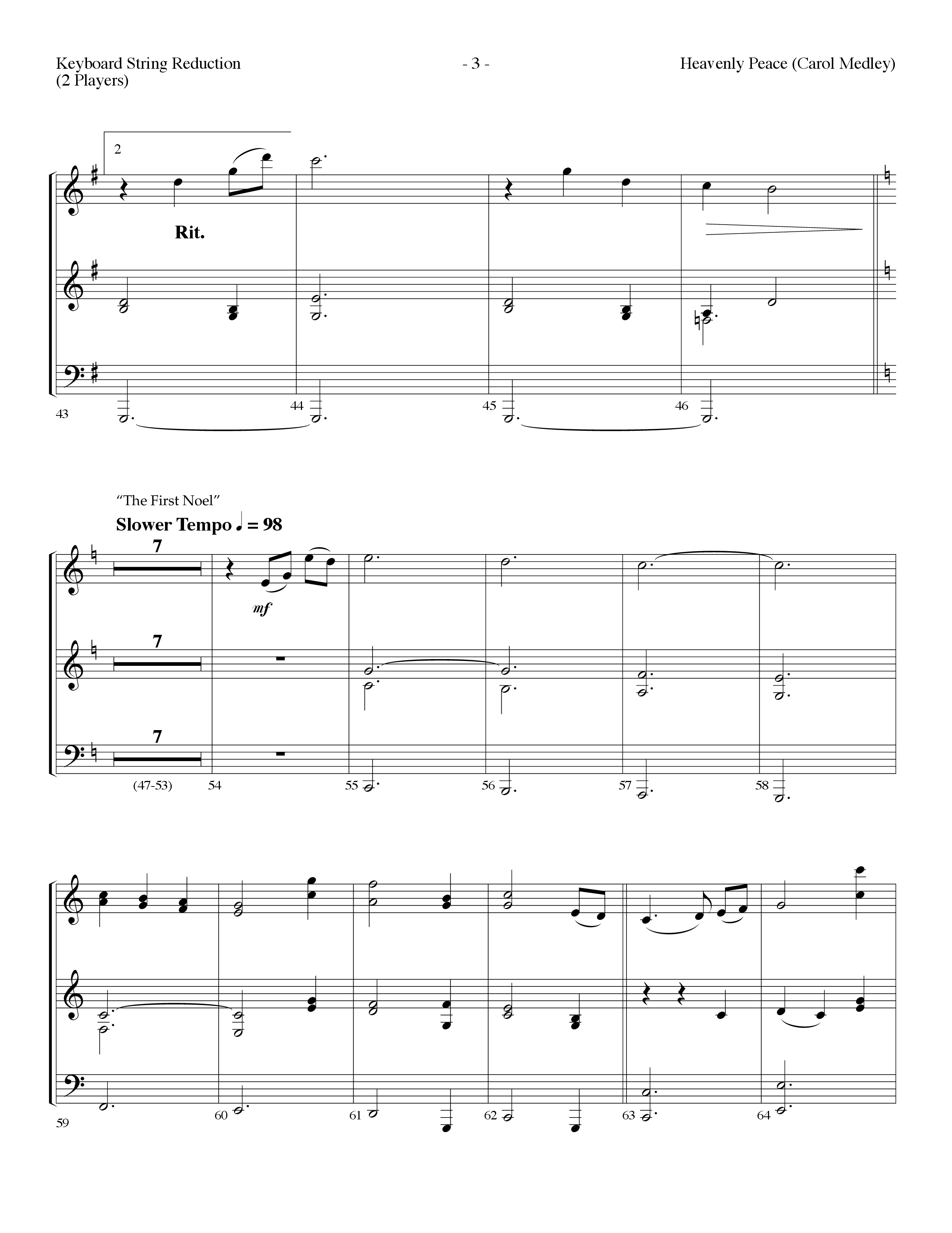 Heavenly Peace (Carol Medley) (Choral Anthem SATB) String Reduction (Lifeway Choral / Arr. Dennis Allen)