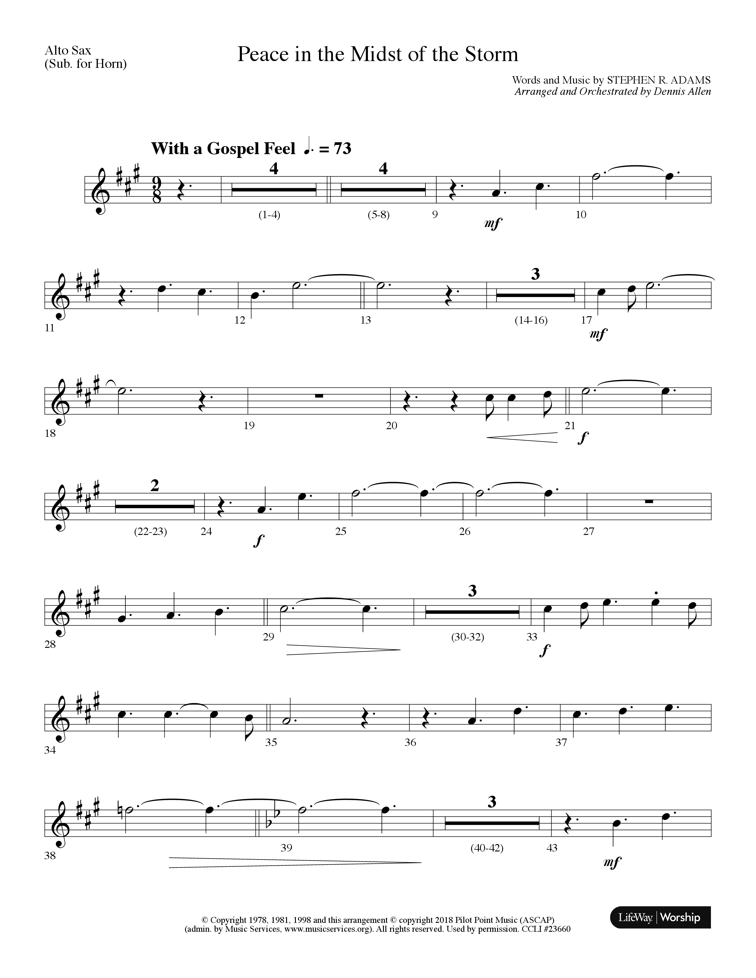 Peace In The Midst Of The Storm (Choral Anthem SATB) Alto Sax (Lifeway Choral / Arr. Dennis Allen)