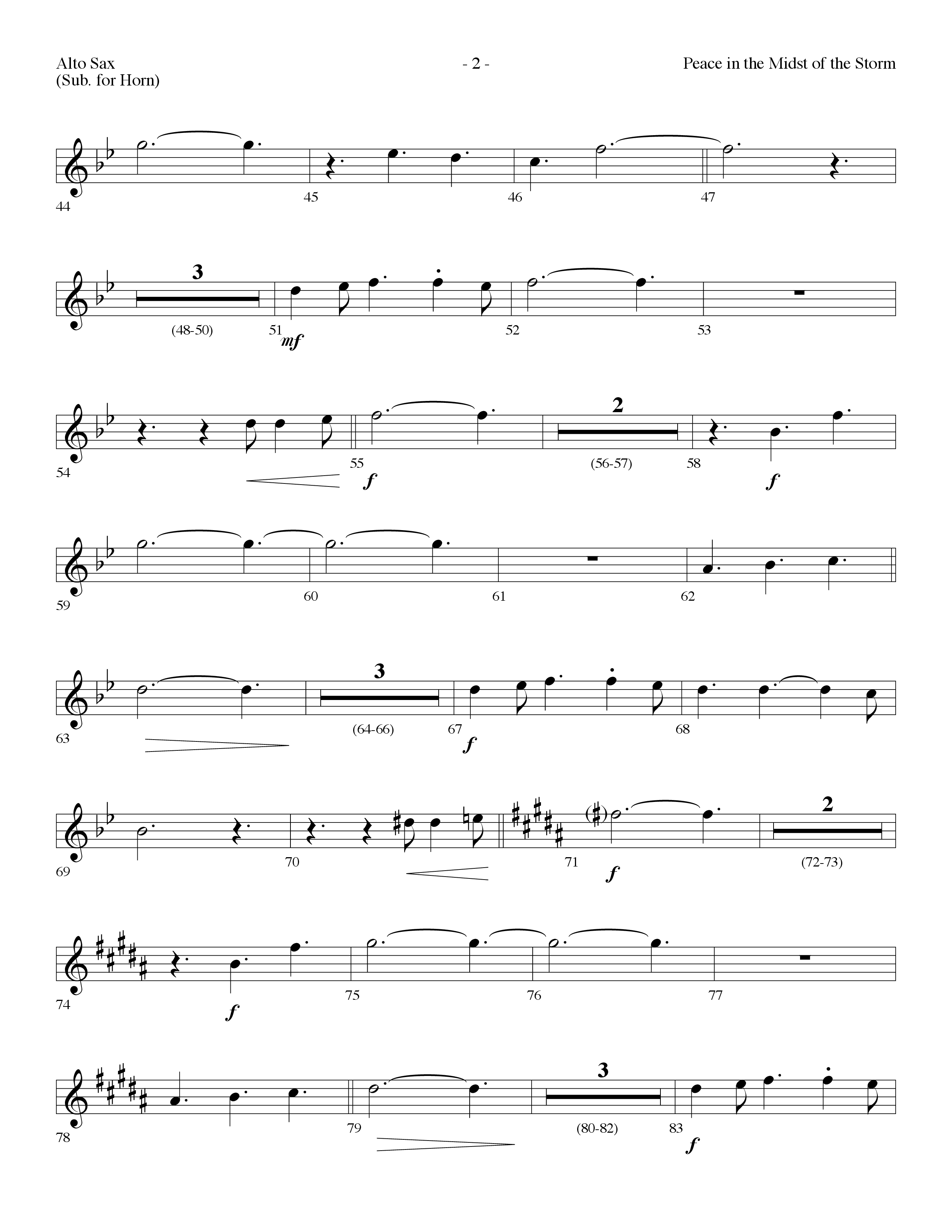 Peace In The Midst Of The Storm (Choral Anthem SATB) Alto Sax (Lifeway Choral / Arr. Dennis Allen)