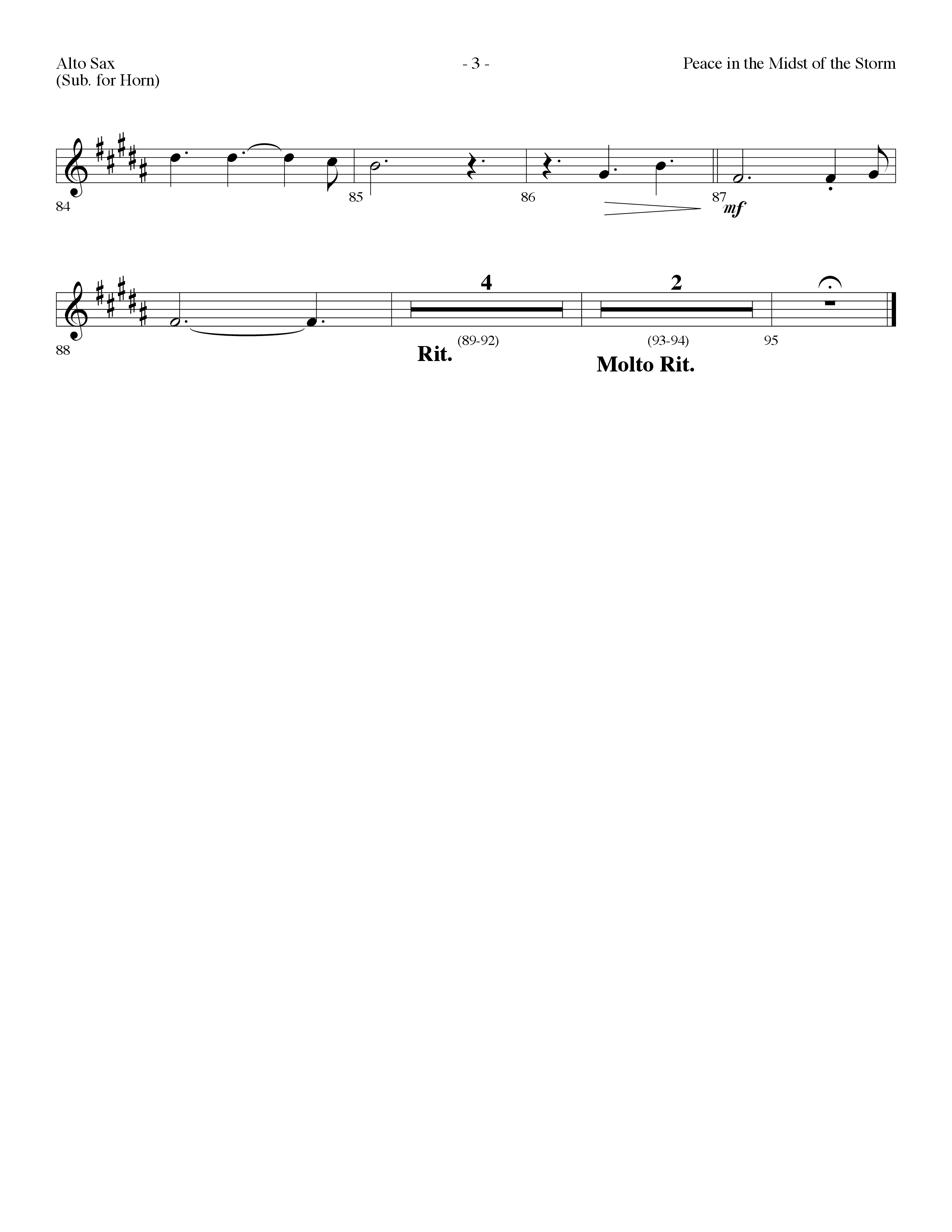 Peace In The Midst Of The Storm (Choral Anthem SATB) Alto Sax (Lifeway Choral / Arr. Dennis Allen)