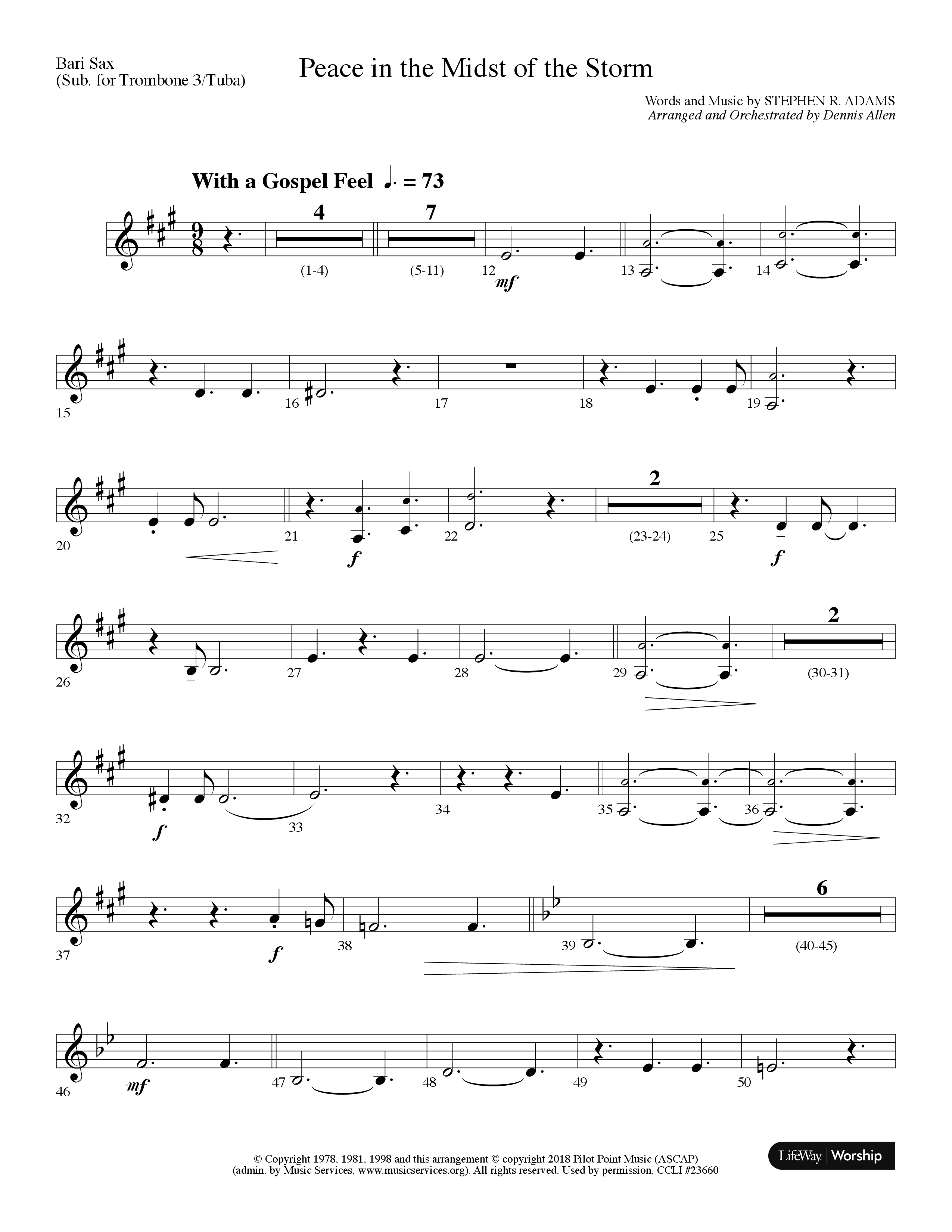 Peace In The Midst Of The Storm (Choral Anthem SATB) Bari Sax (Lifeway Choral / Arr. Dennis Allen)