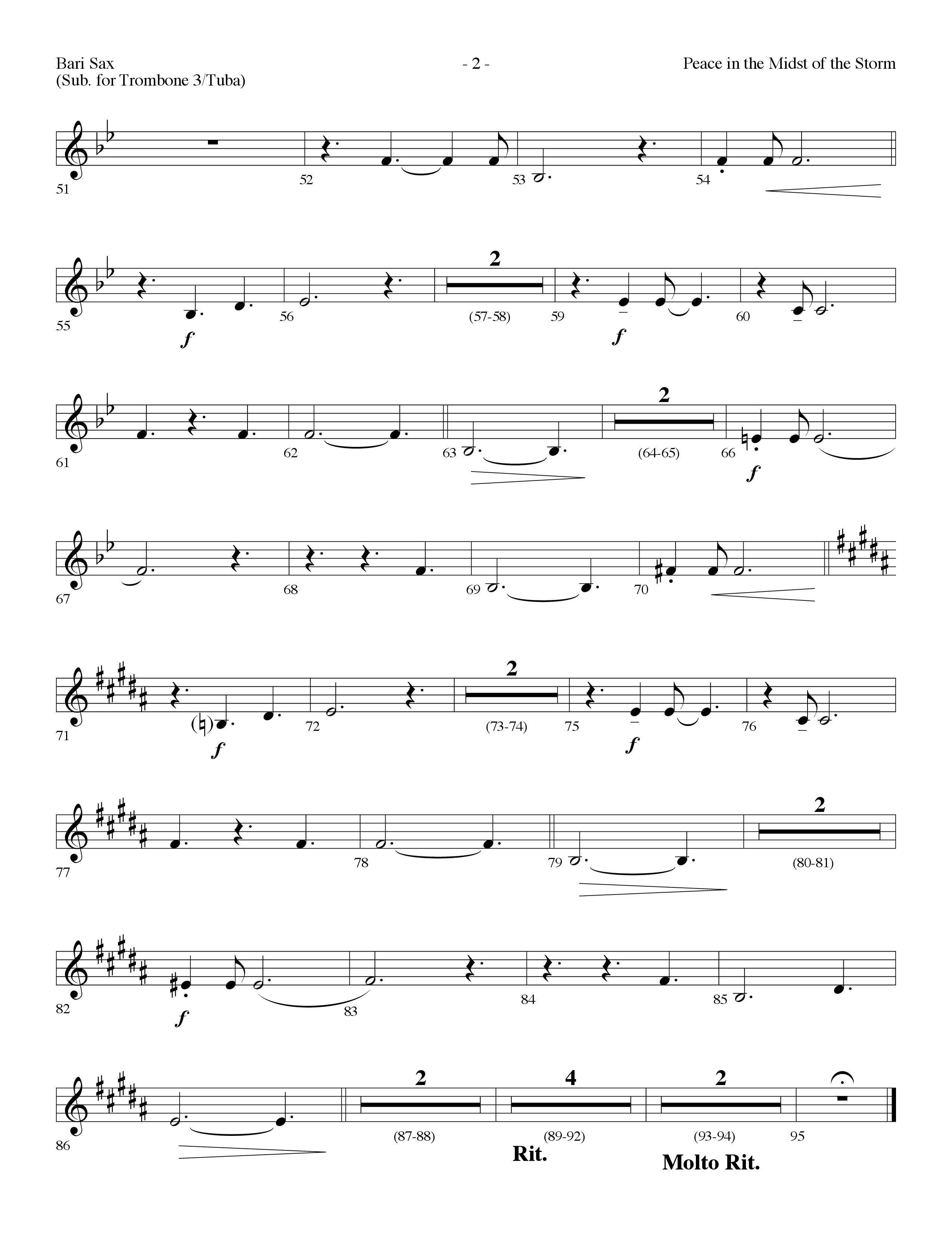 Peace In The Midst Of The Storm (Choral Anthem SATB) Bari Sax (Lifeway Choral / Arr. Dennis Allen)