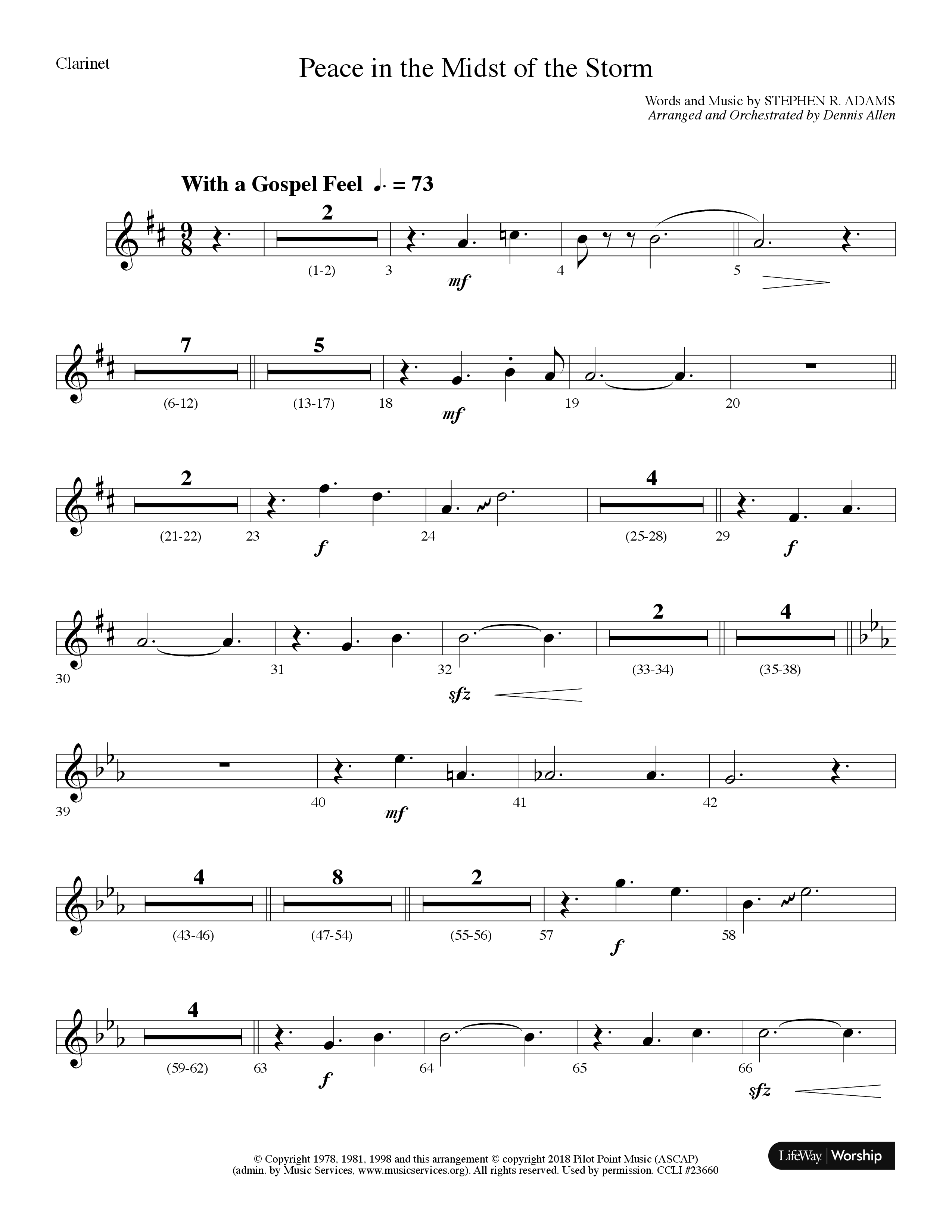 Peace In The Midst Of The Storm (Choral Anthem SATB) Clarinet (Lifeway Choral / Arr. Dennis Allen)