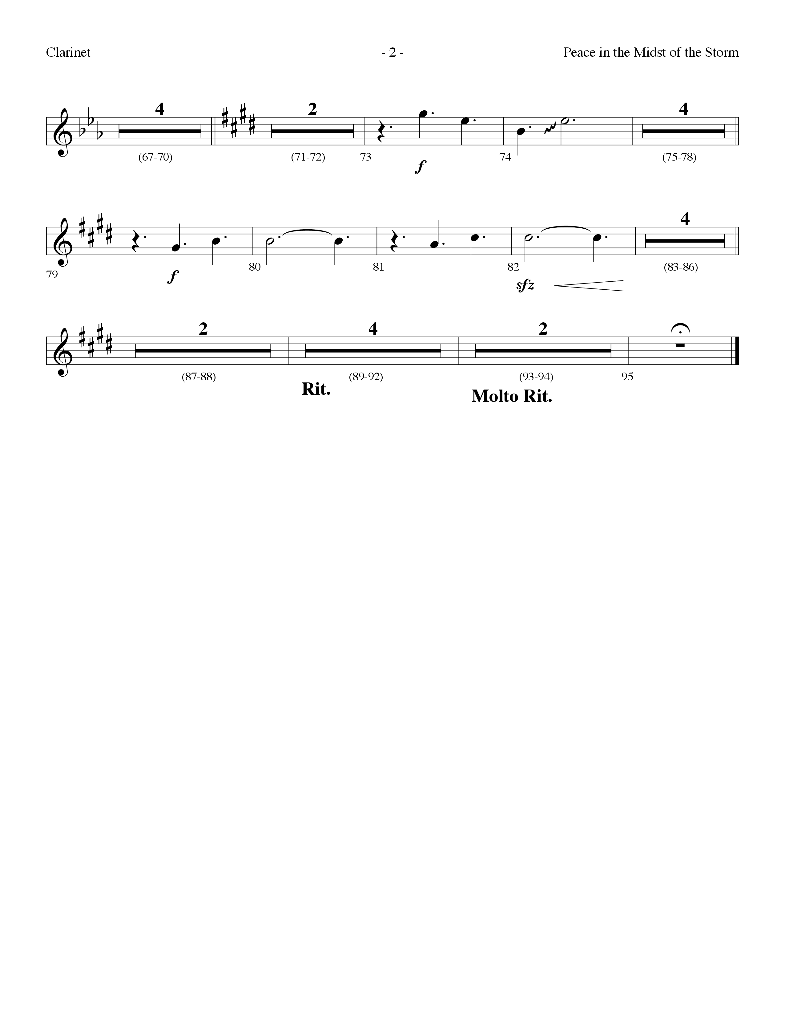 Peace In The Midst Of The Storm (Choral Anthem SATB) Clarinet (Lifeway Choral / Arr. Dennis Allen)