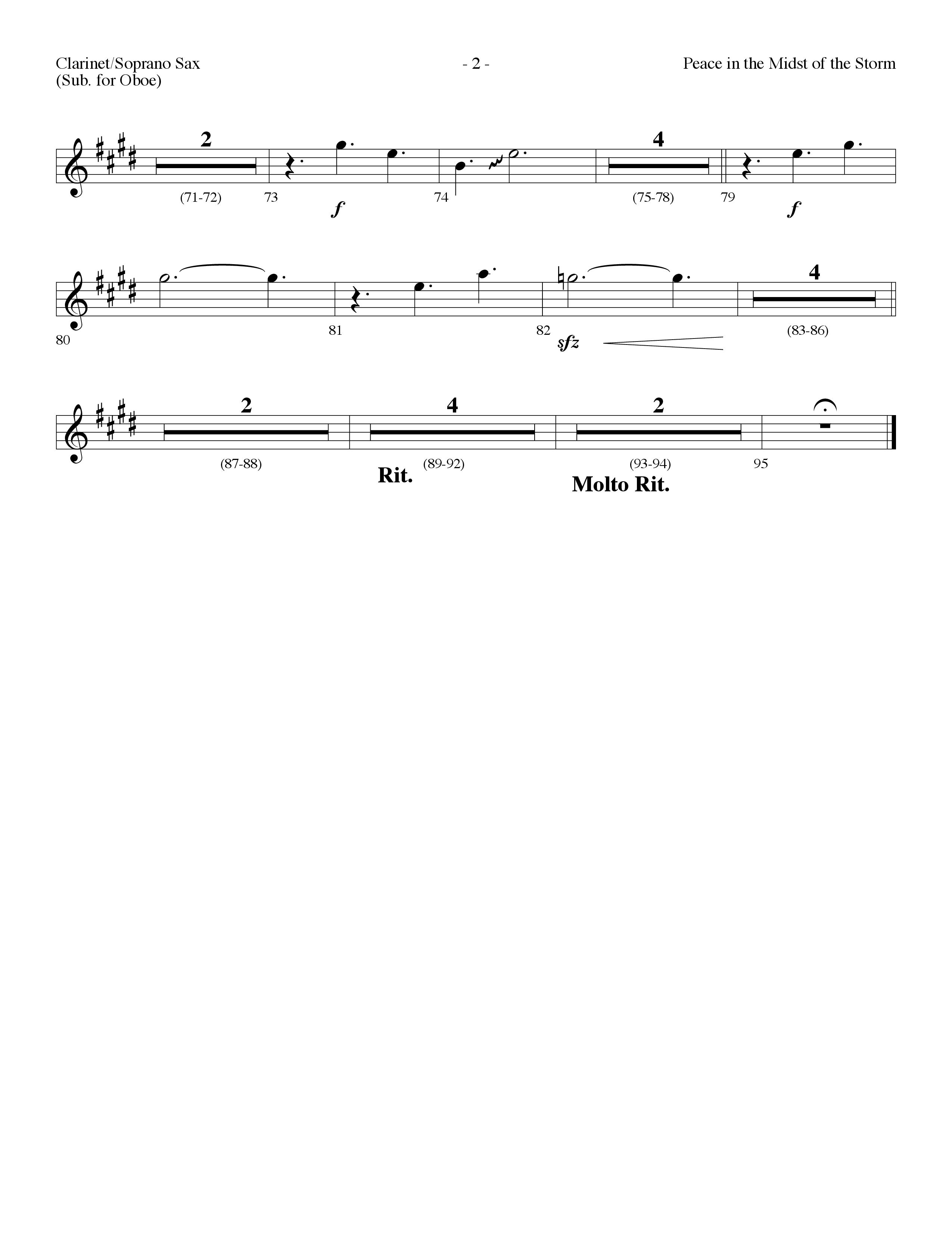 Peace In The Midst Of The Storm (Choral Anthem SATB) Clarinet/Soprano Sax (Lifeway Choral / Arr. Dennis Allen)