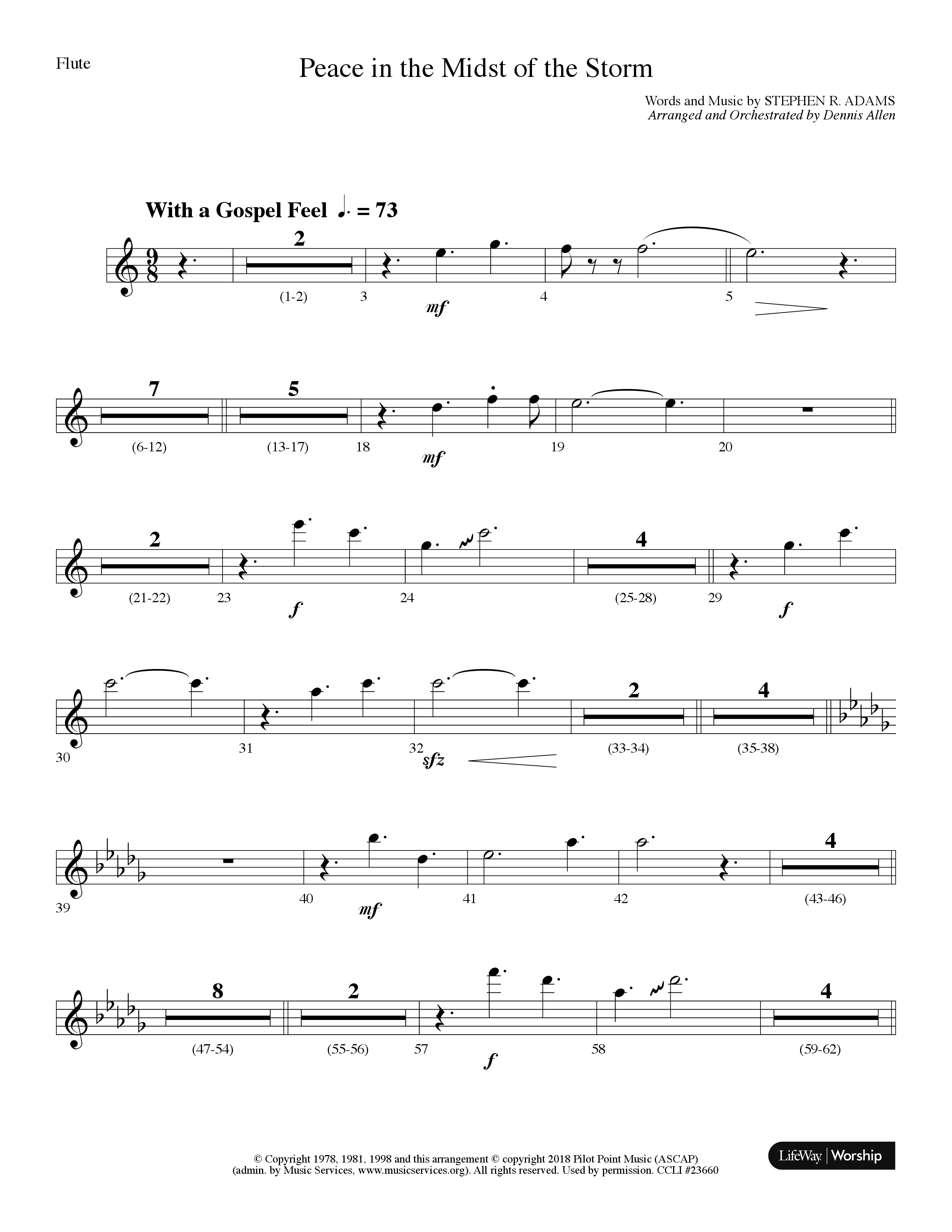 Peace In The Midst Of The Storm (Choral Anthem SATB) Flute (Lifeway Choral / Arr. Dennis Allen)