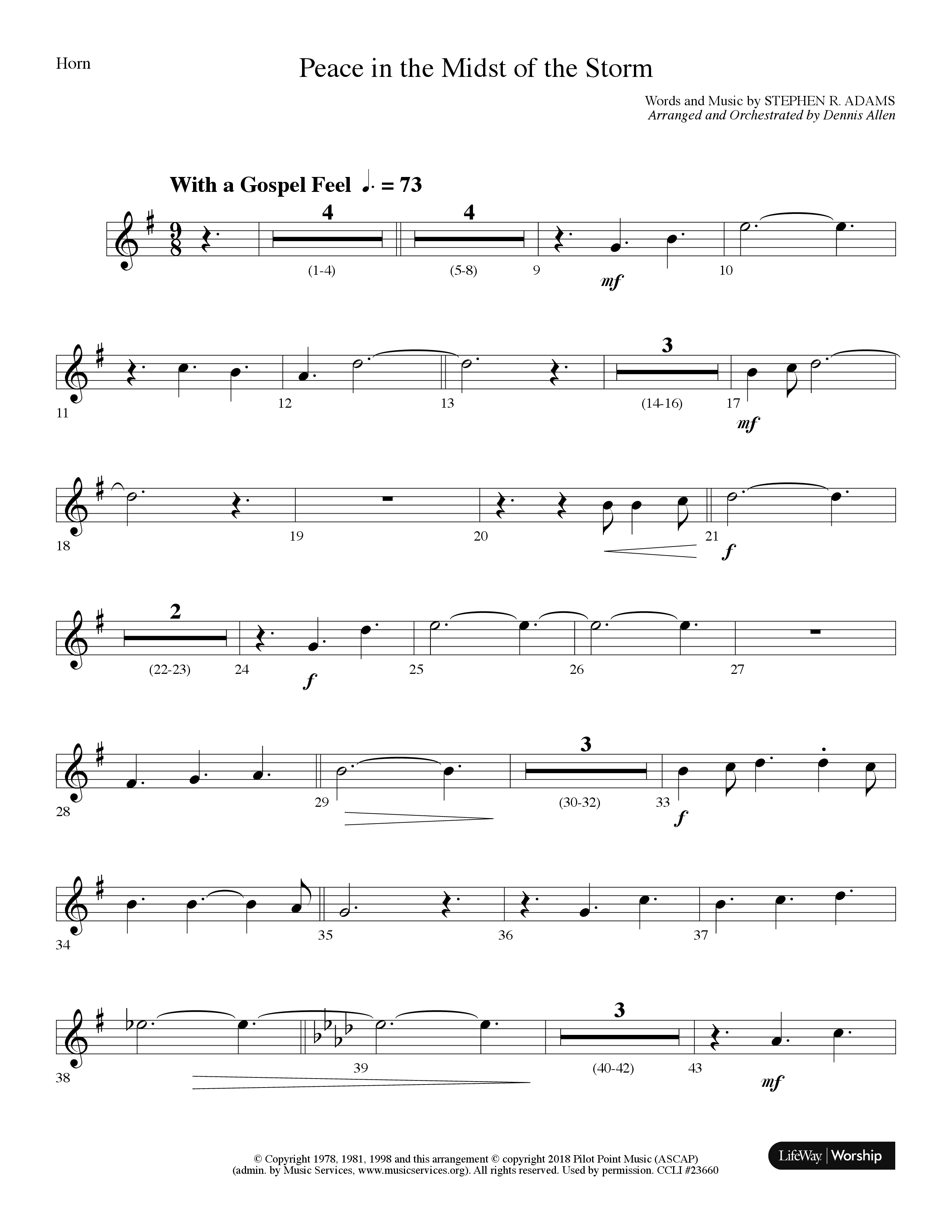Peace In The Midst Of The Storm (Choral Anthem SATB) French Horn (Lifeway Choral / Arr. Dennis Allen)