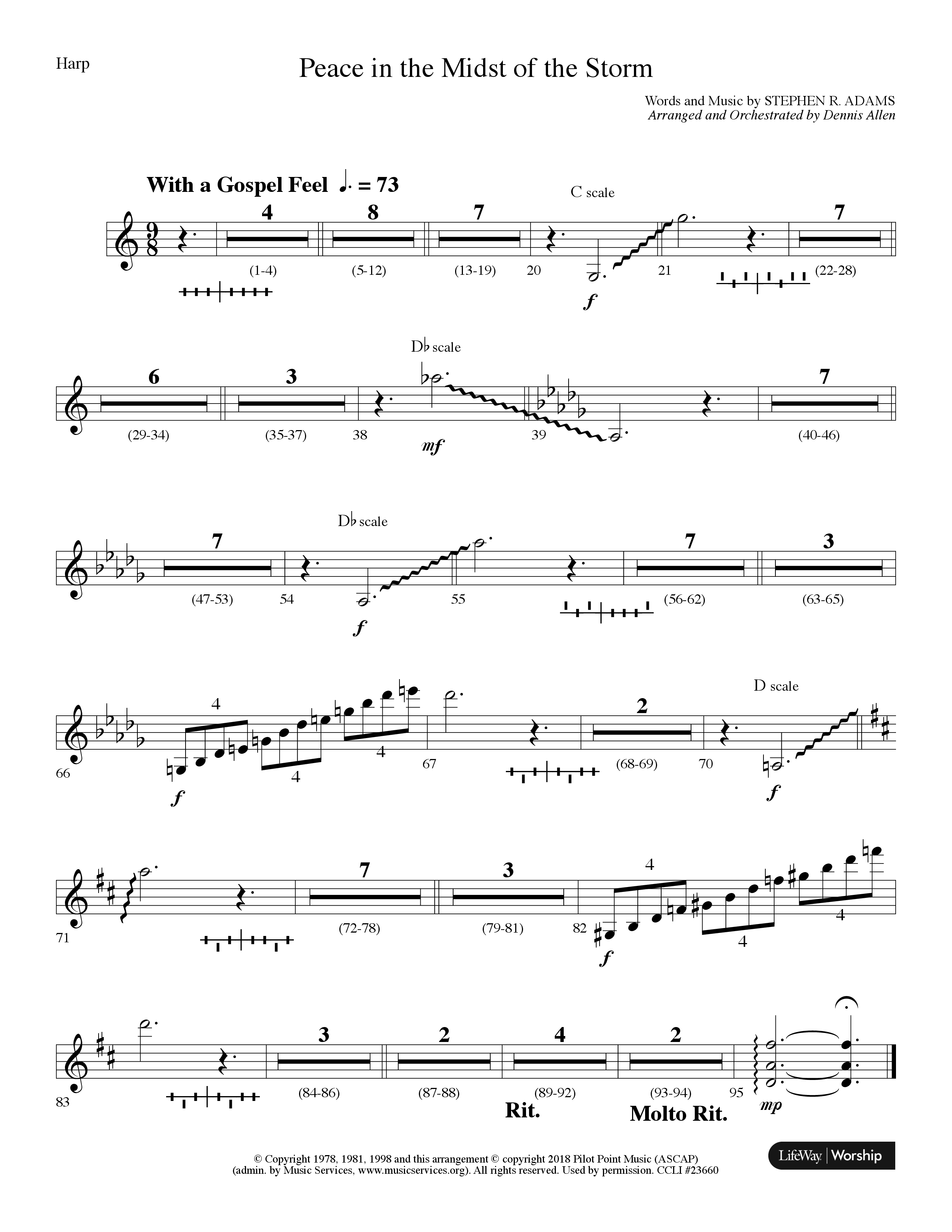 Peace In The Midst Of The Storm (Choral Anthem SATB) Harp (Lifeway Choral / Arr. Dennis Allen)