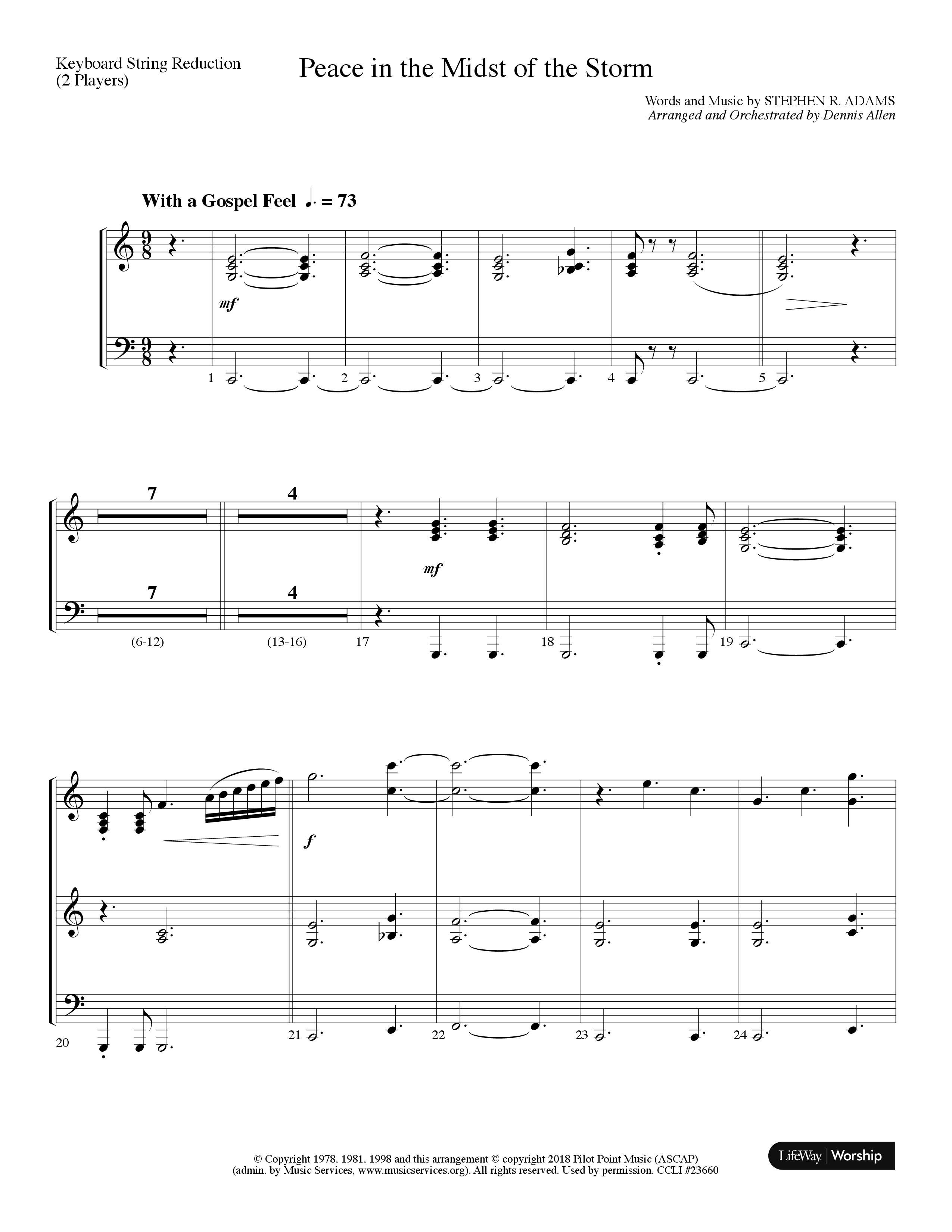 Peace In The Midst Of The Storm (Choral Anthem SATB) String Reduction (Lifeway Choral / Arr. Dennis Allen)
