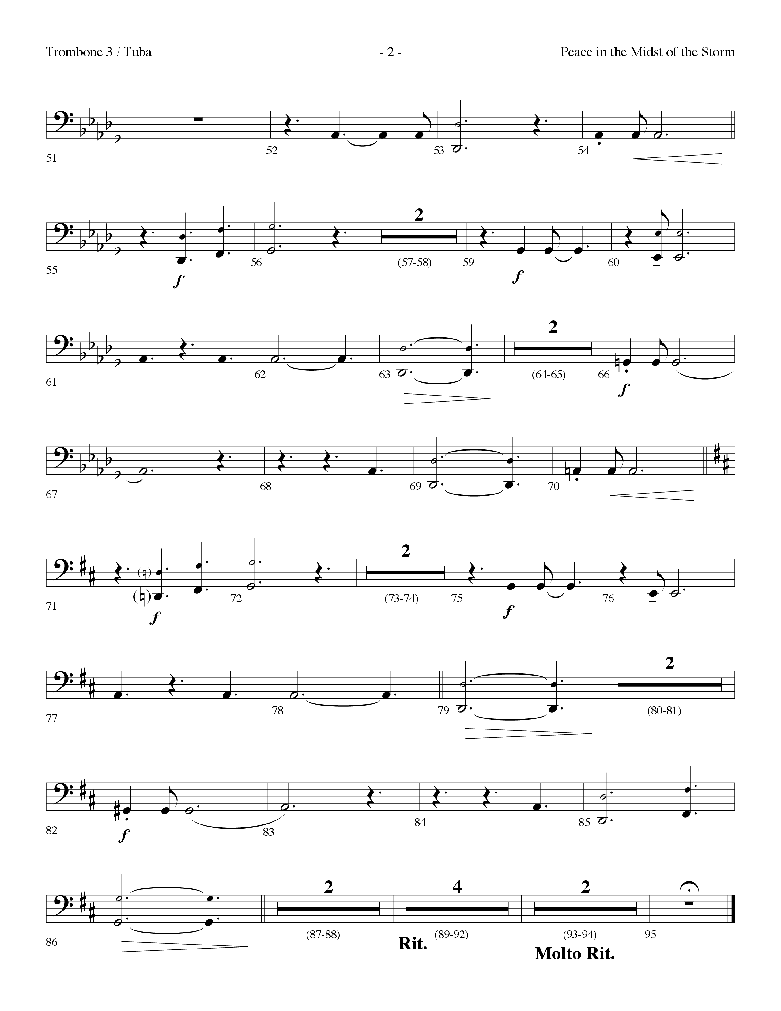 Peace In The Midst Of The Storm (Choral Anthem SATB) Trombone 3/Tuba (Lifeway Choral / Arr. Dennis Allen)