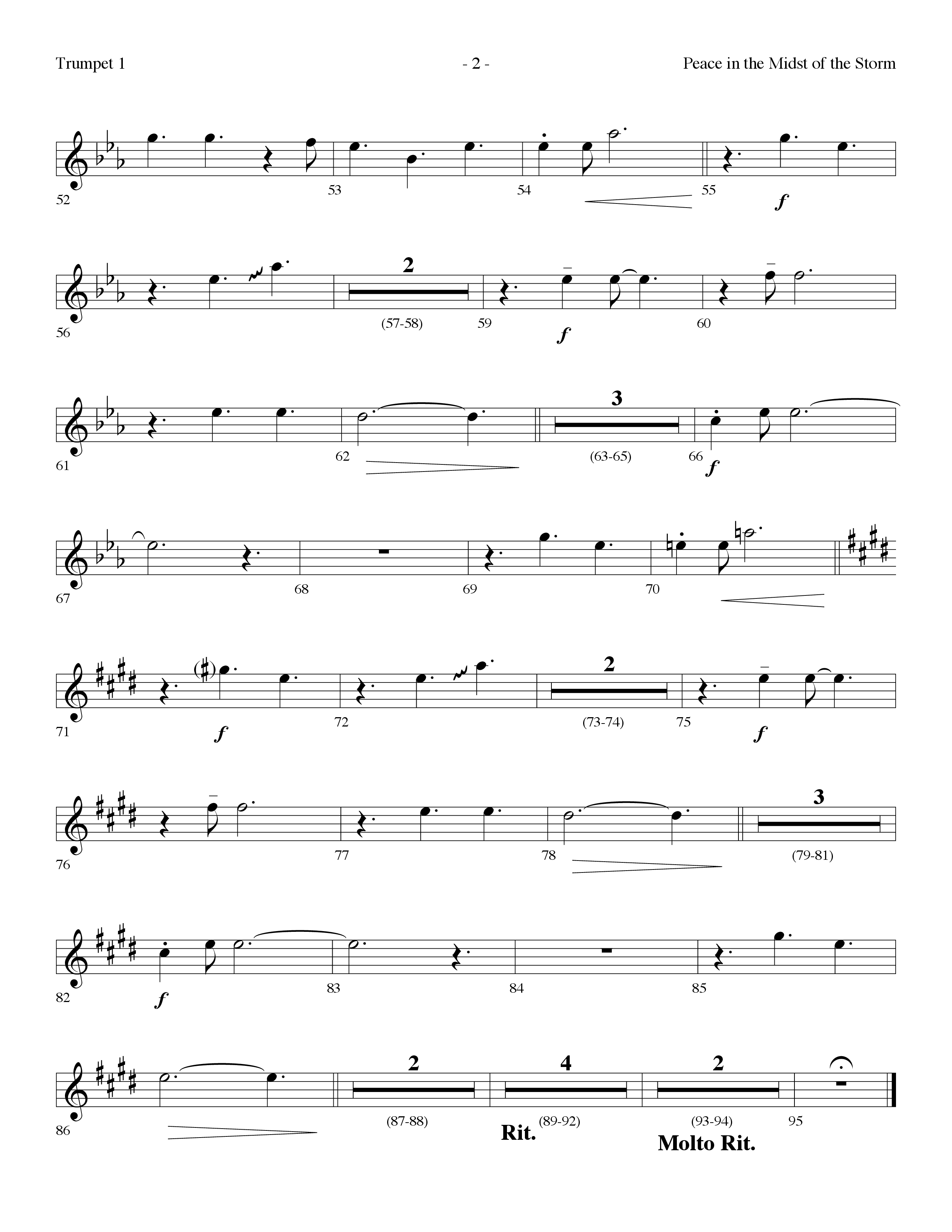 Peace In The Midst Of The Storm (Choral Anthem SATB) Trumpet 1 (Lifeway Choral / Arr. Dennis Allen)