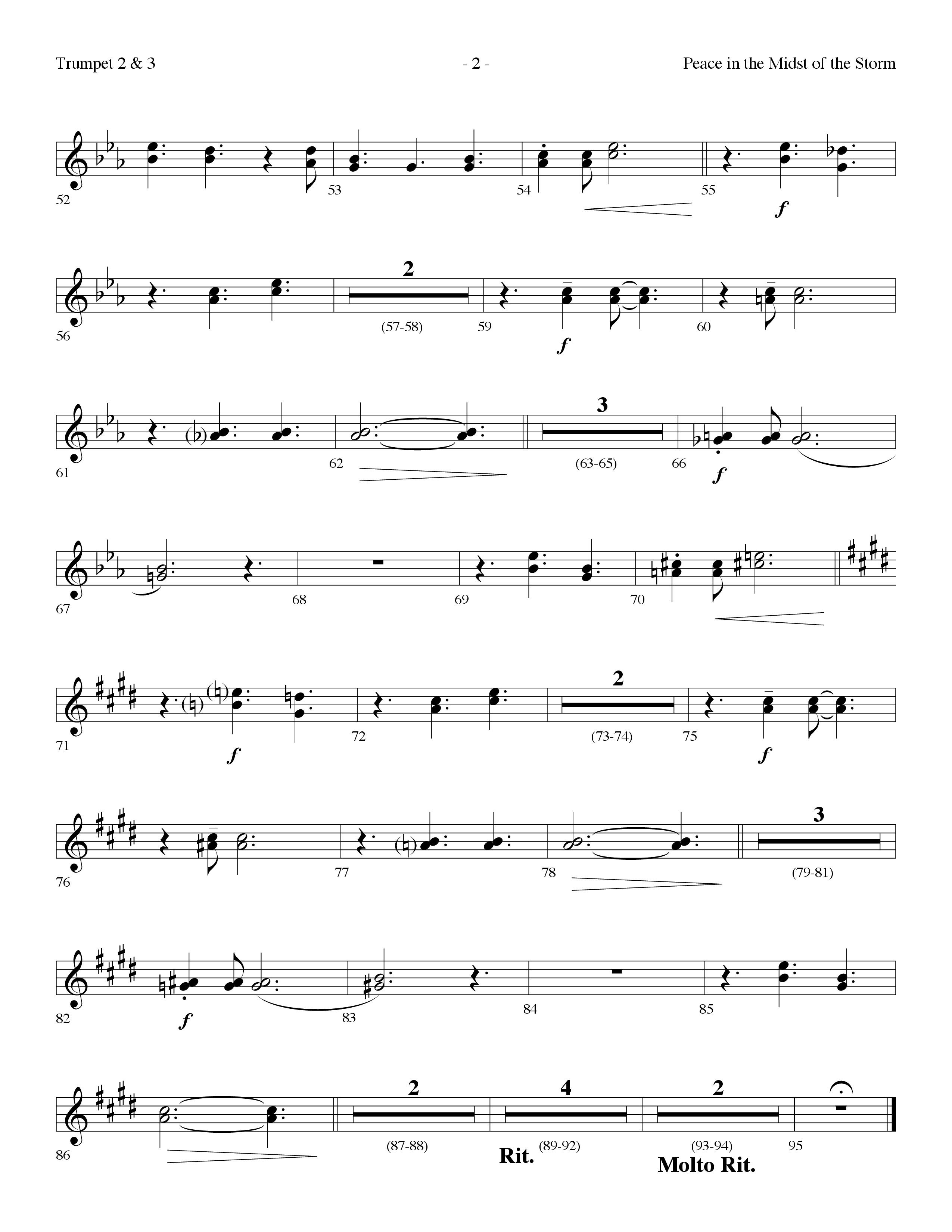 Peace In The Midst Of The Storm (Choral Anthem SATB) Trumpet 2/3 (Lifeway Choral / Arr. Dennis Allen)