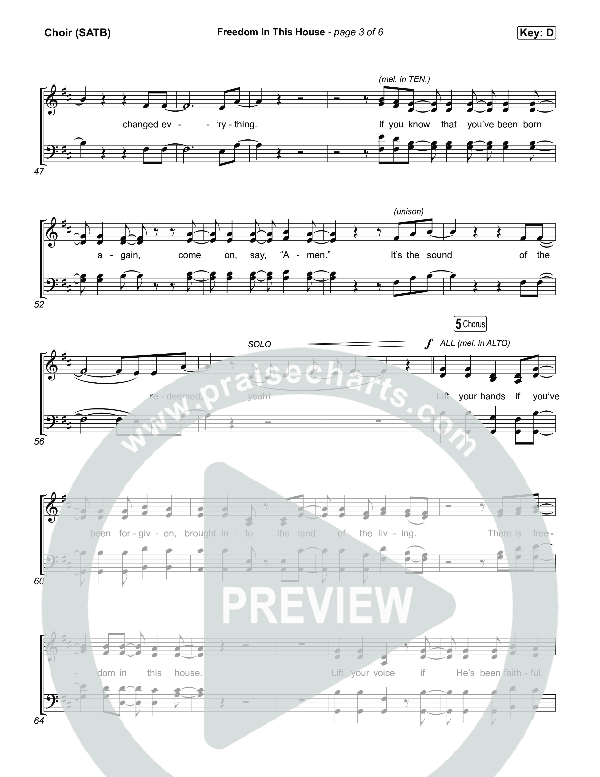Freedom In This House Choir Sheet (SATB) (Jonathan Traylor)