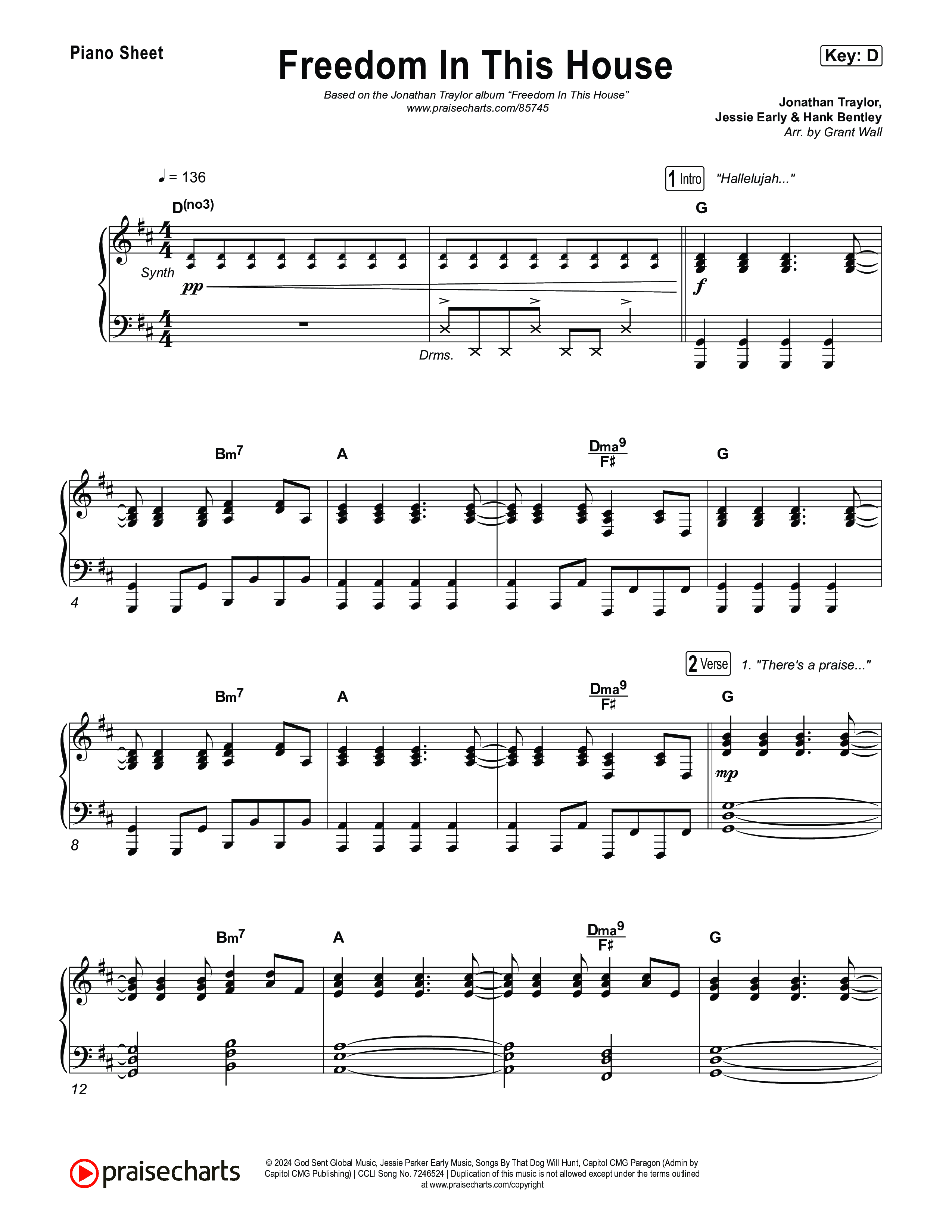Freedom In This House Piano Sheet (Jonathan Traylor)