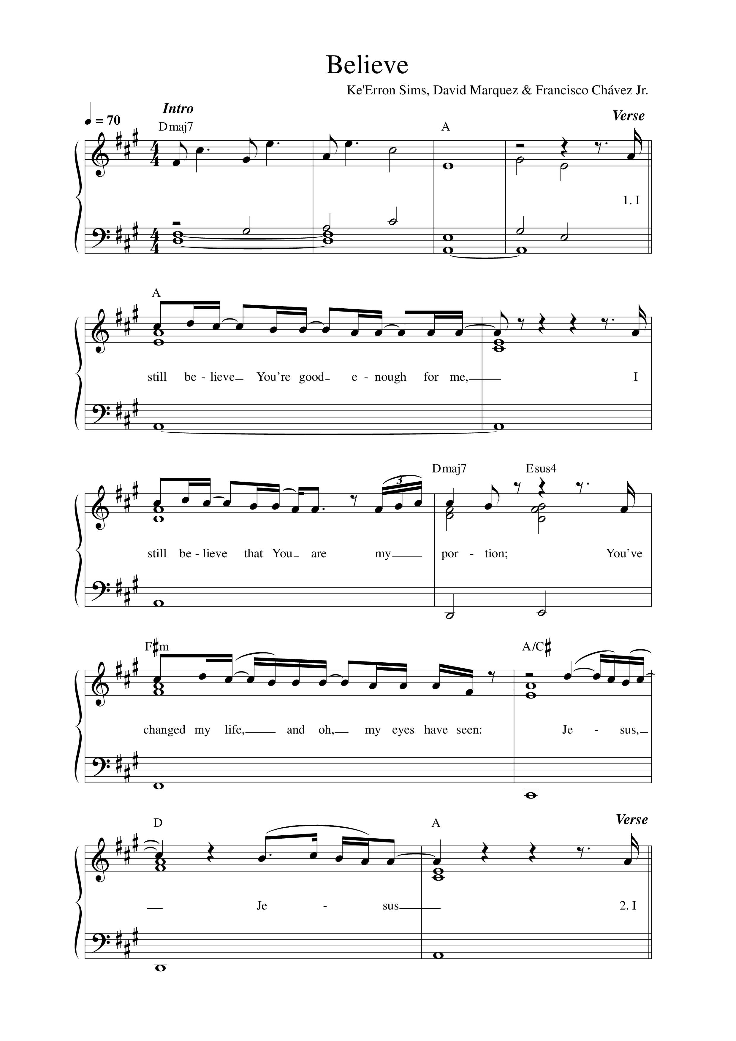 Believe (Live) Lead Sheet Melody (Ke'Erron)